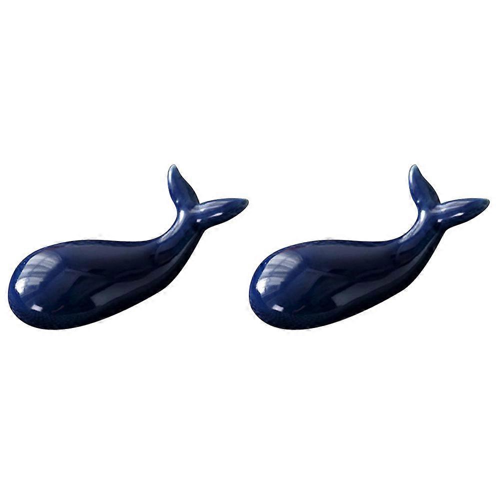 Blue Ceramic Chopsticks Rest Whale Style for Holding 4Pcs Table Accessories
