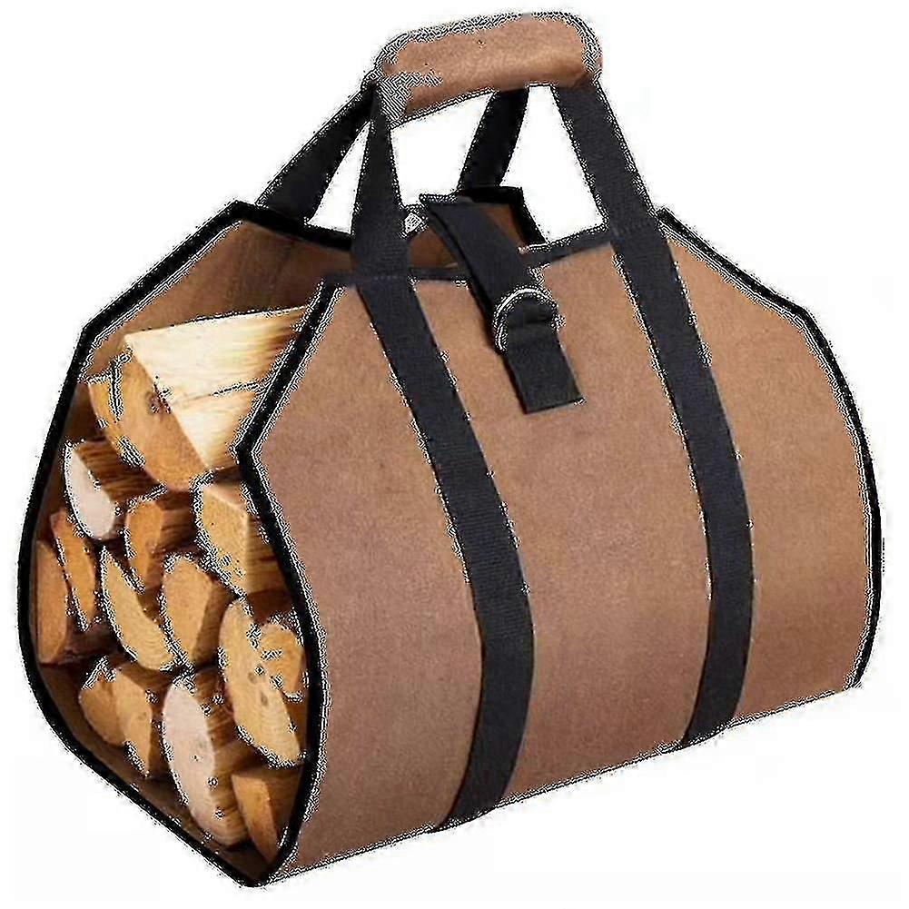 Heavy-Duty Canvas Log Carrier 97x46cm with Strong Handles and Securing Straps for Firewood
