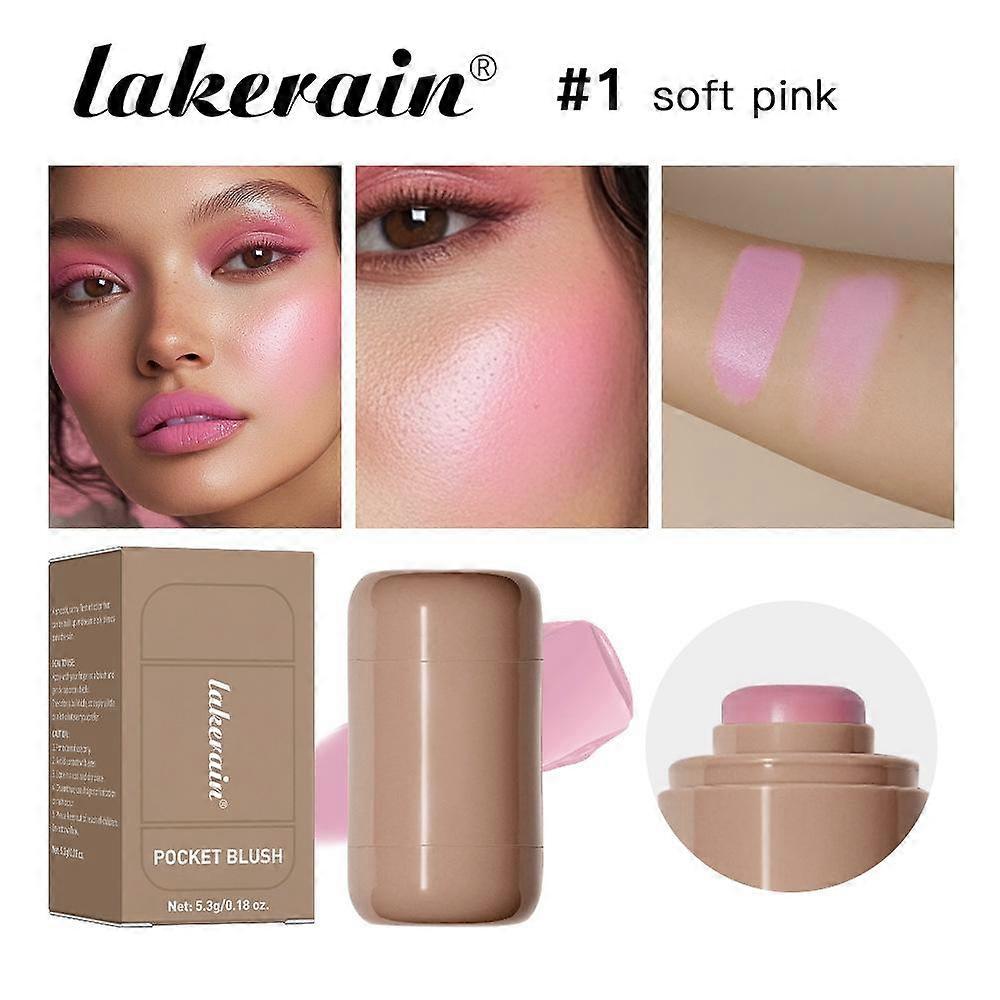 Lakerain 2 In1 Cream Blush Stick Natural Color Soft Smooth Lip and Cheek Use