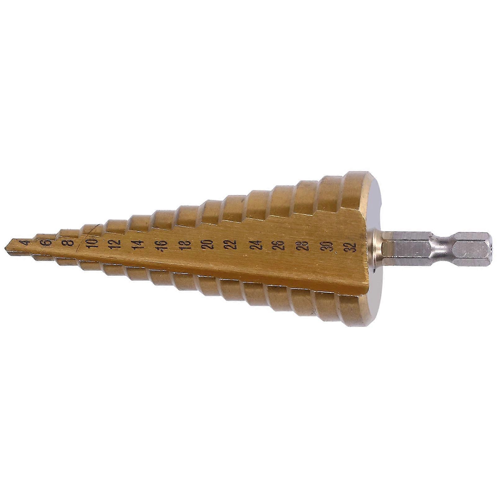 Step Drill Bit Ti Coating HSS Reaming Tool 1/4in Handle 4-32mm