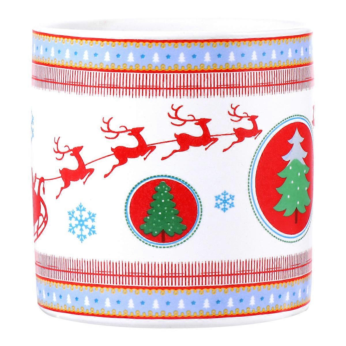 Flower Pots Ceramic with Christmas Pattern for Indoor Planting 2Pcs