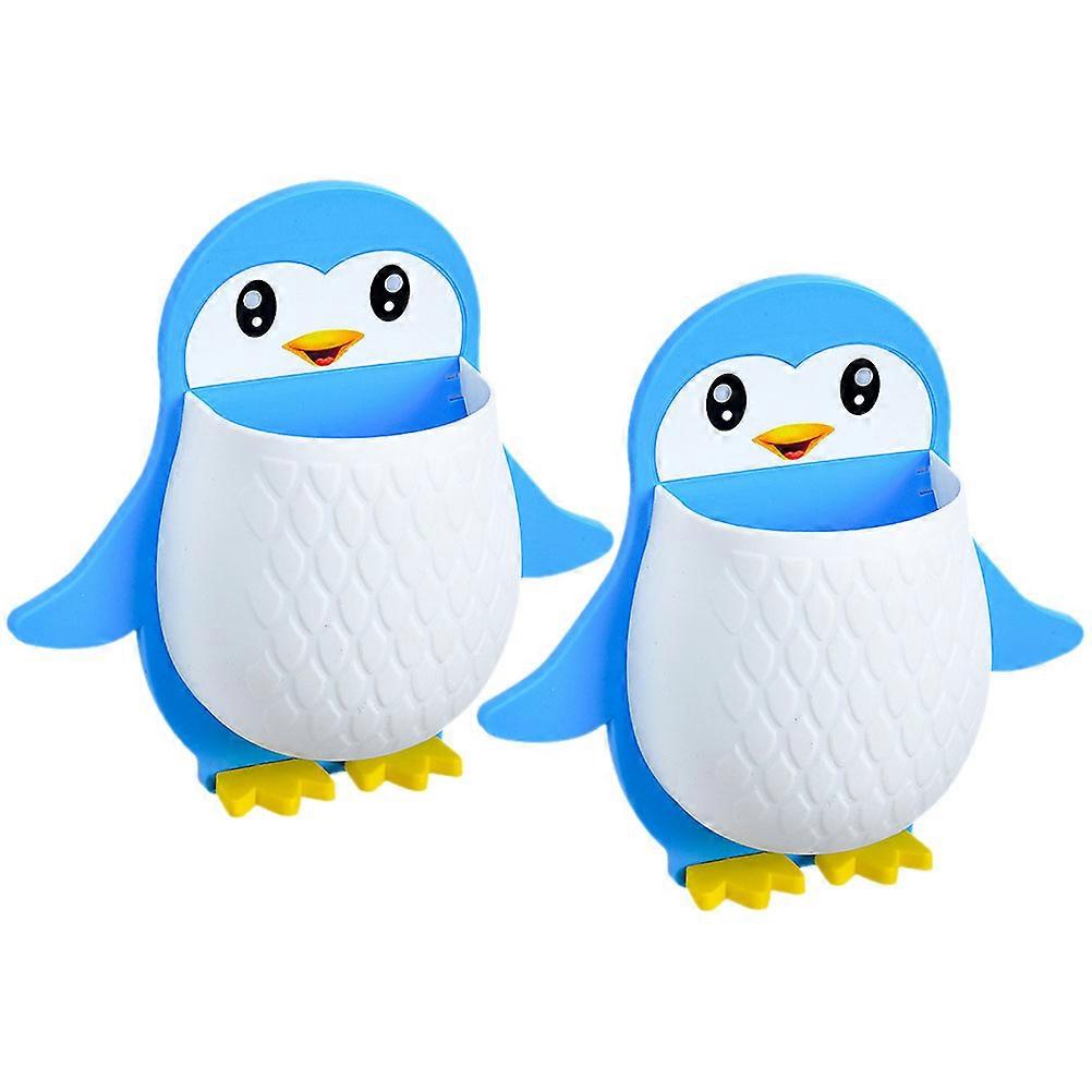 Remote Control Holder Penguin Shape for 4Pcs Storage Organizer Blue