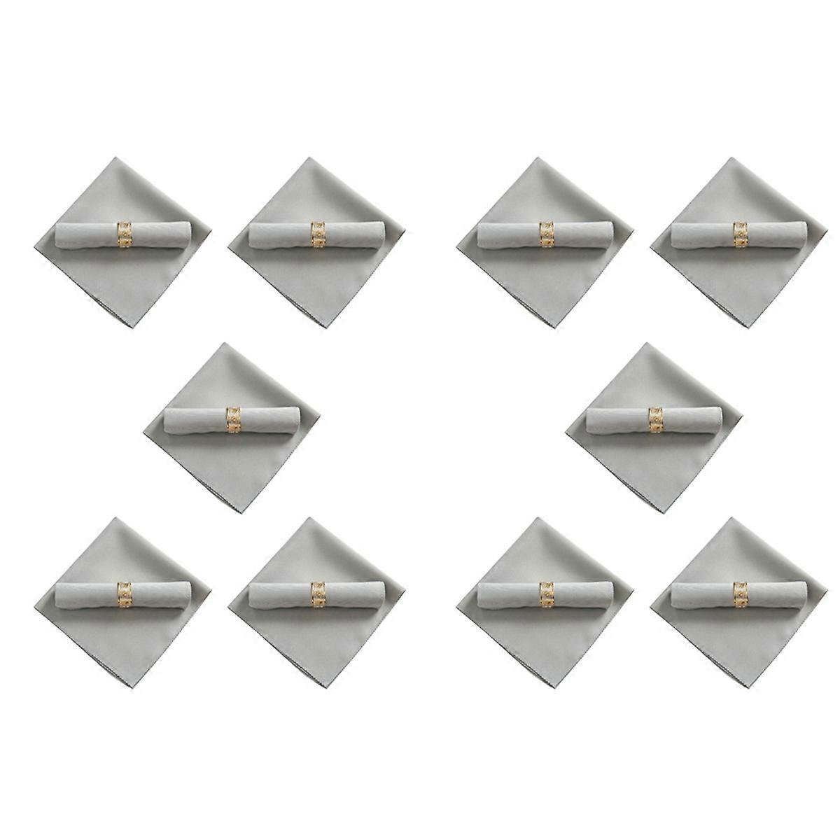 10Pcs 48X48cm Polyester Cloth Napkins for Restaurant, Silver Gray