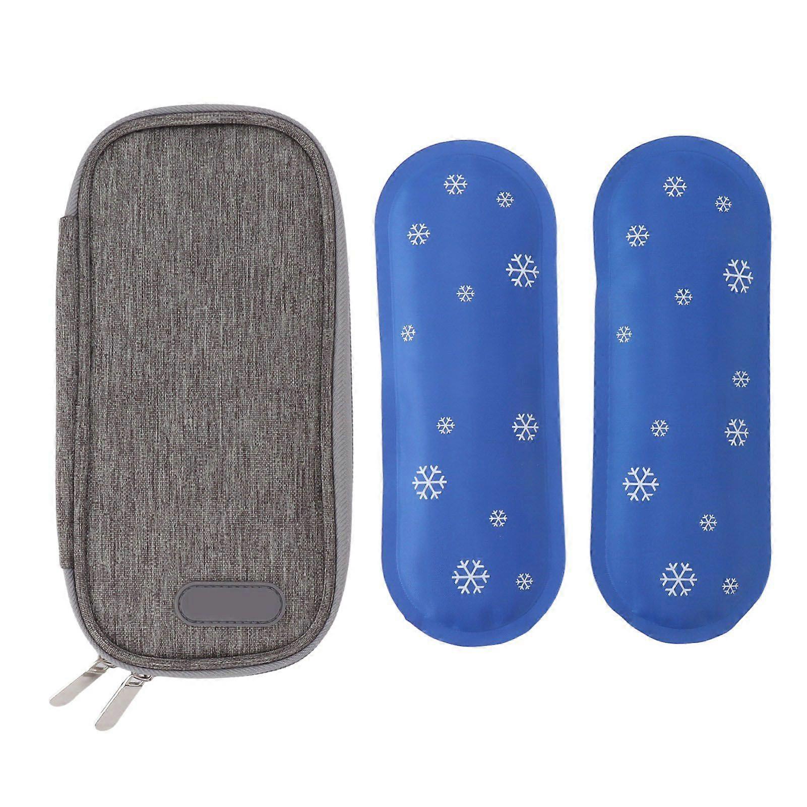 حالة تبريد مبرد الأنسولين مع 2 عبوات ثلج حقيبة عزل تبريد طبية محمولة للسفر في الهواء الطلق من النوع 4