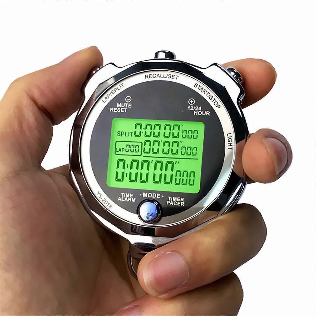 Professional Metal Luminous Digital Stopwatch Timer 0.001s 200 Tracks