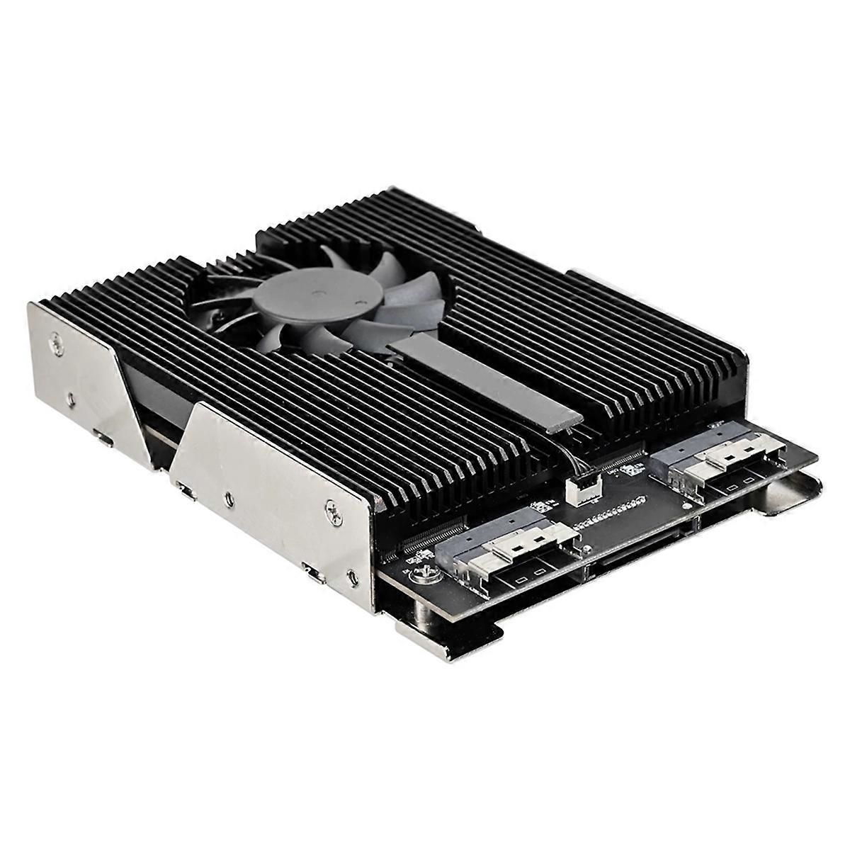 3.5inch SSD Hard Drive to 4x PCLE Nvme M.2 Ssdx4 Adapter with 60mm Fan 15pin Led Supports PCLE 4.0 6