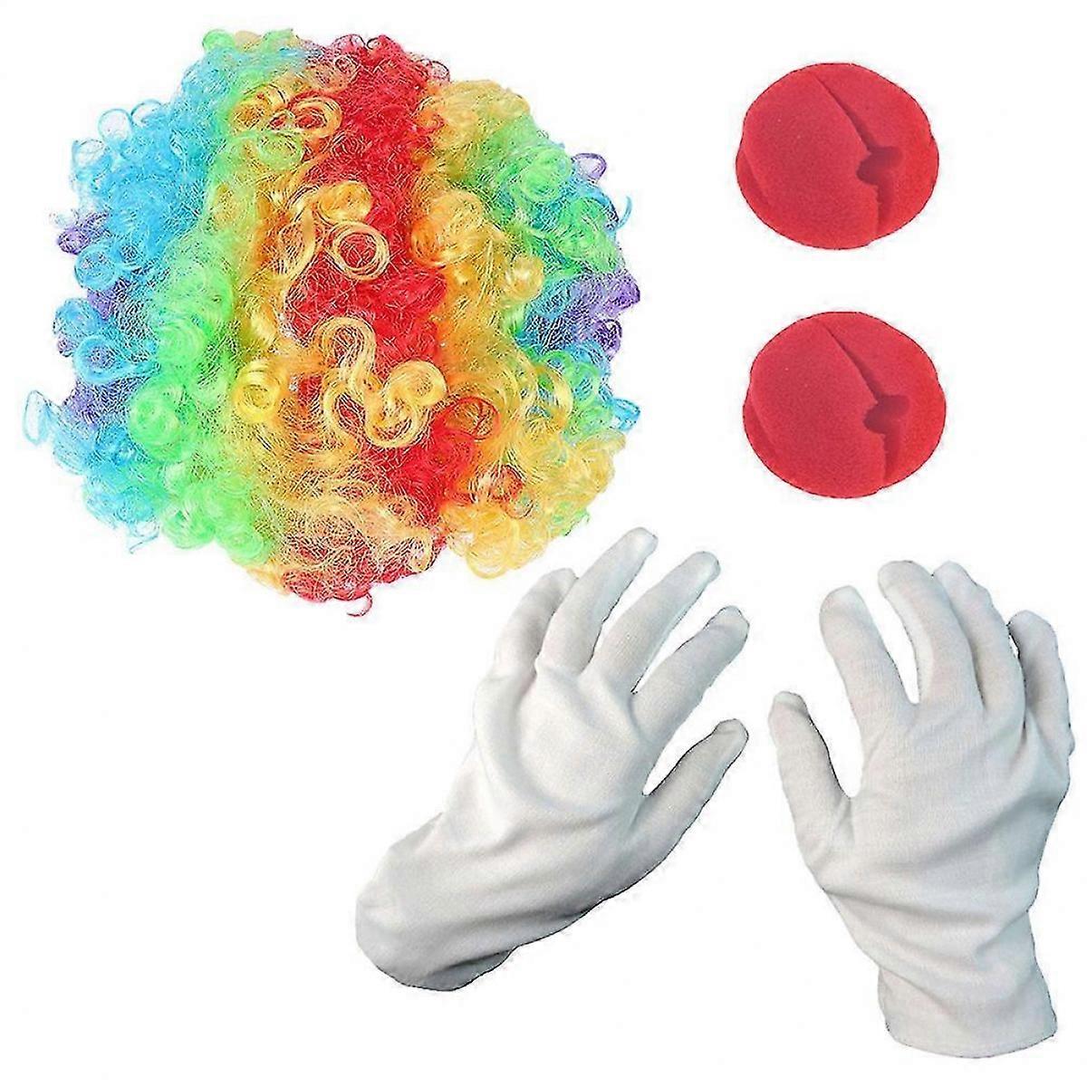 Clown Cosplay Props Set with Colorful Wig for Dress Up 2Sets