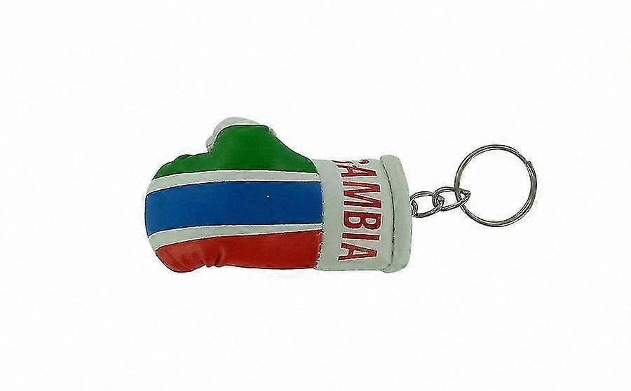 Gambian Flag Keychain with Boxing Glove Design