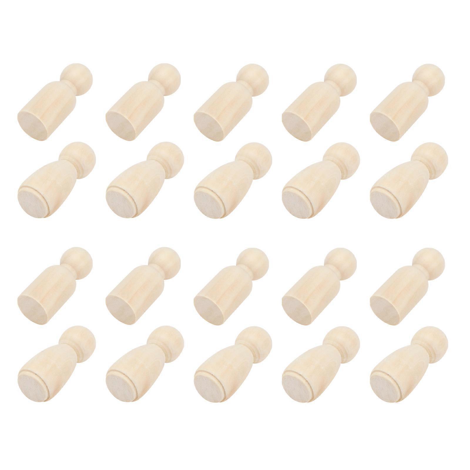 40Pcs Creative Wooden Dolls Adornment For Children Brain Coordination Exercise Plaything In Khaki Color