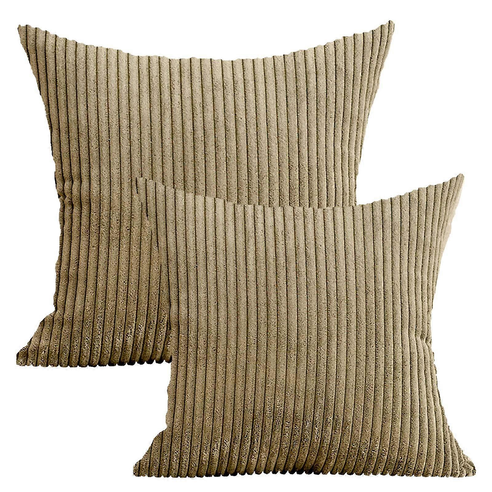 22" X 22" Modern Contemporary Transitional Gray Striped Polyester Throw Pillow ( 2 Count)