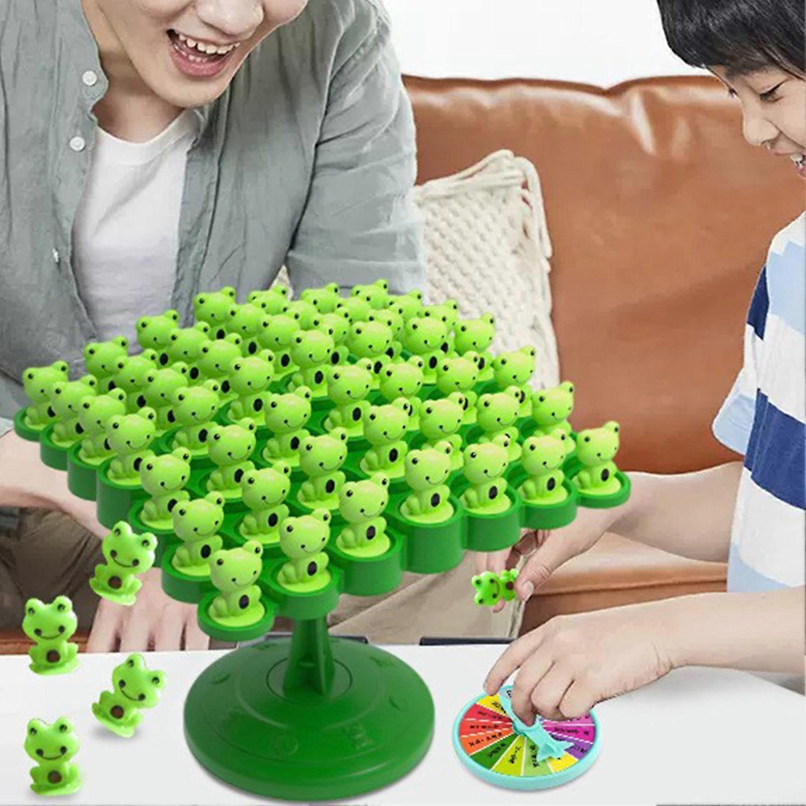 Frog Balance Tree Game with 50 Chess Punishment Plate Stable Base Fun Educational Board Game Concentration Balance Training Toy 26s
