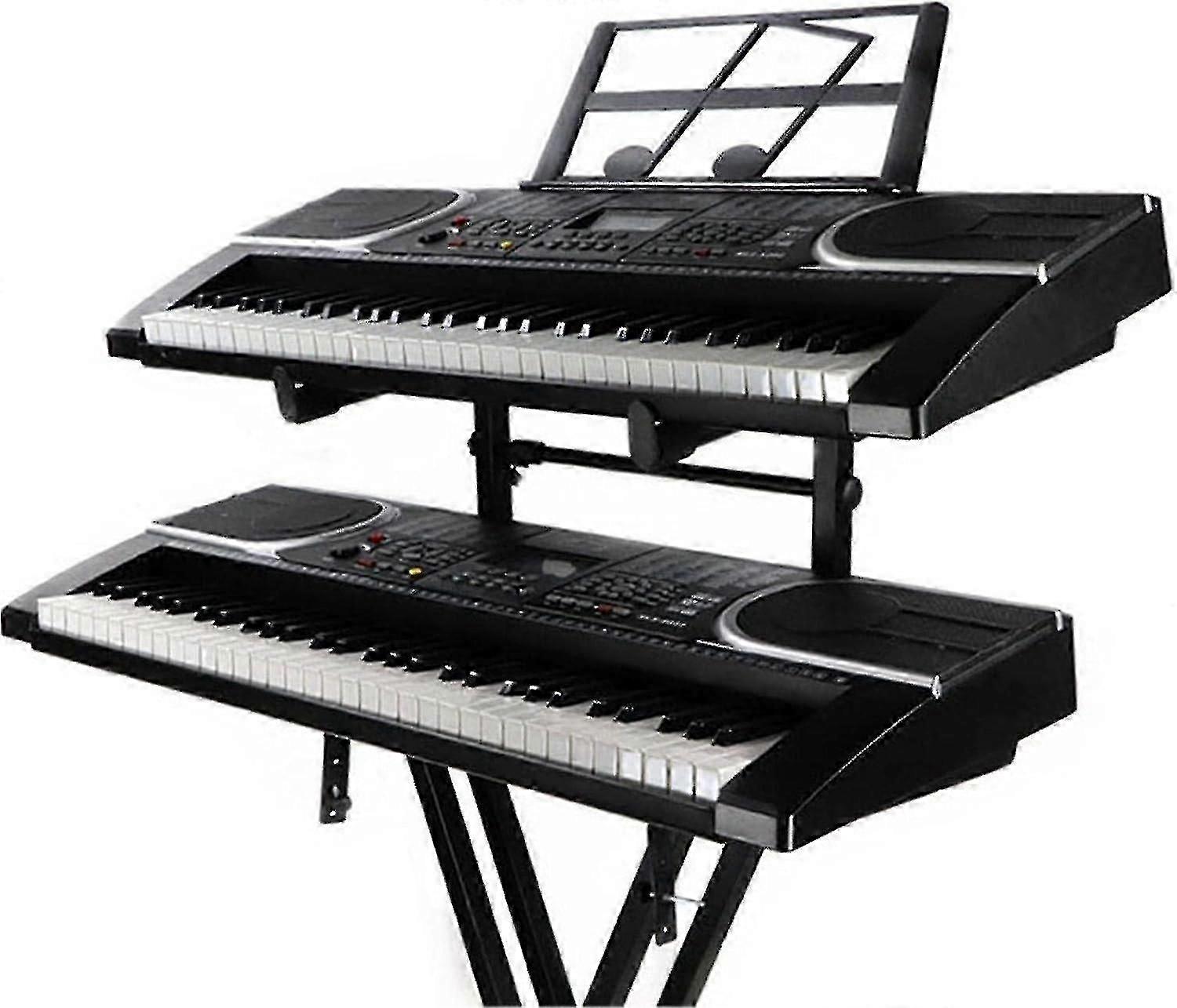 Universal Double Keyboard Stand - Second Tier Electronic Organ Holder Rack | Portable Piano Stand Musical Instrument Rack With Adjustable Height