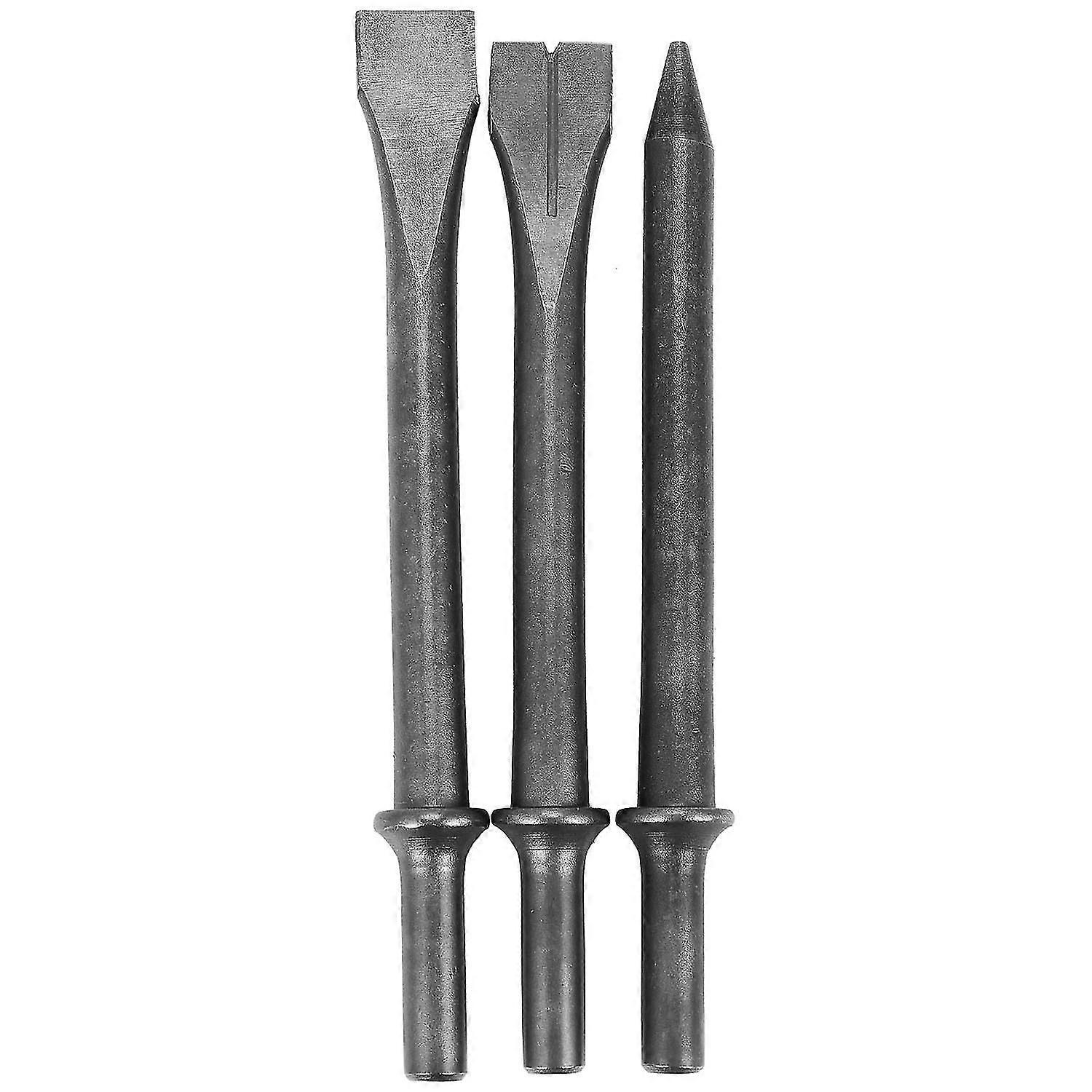 3 Pcs 7 Inch Length Air Hammer Punch Chipping Chisel Long Bit Set Round Bar Tool