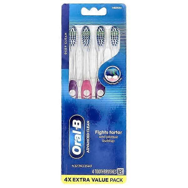 Oral-B, Advanced Clean Toothbrush, Medium, 4 Pack