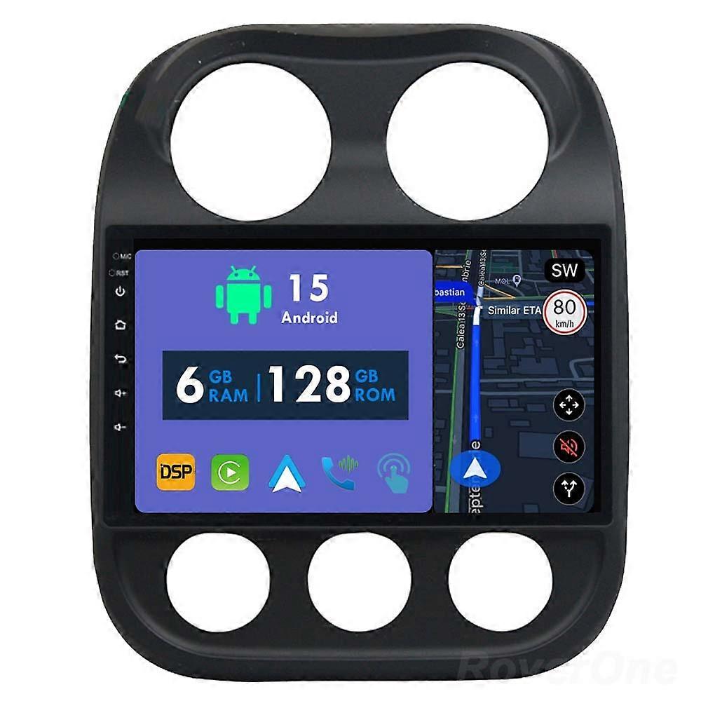 Car Radio 6G+128G CarPlay GPS Navigation Head Unit for Jeep Compass 1 MK 2009 - 2015 Android Auto Bluetooth Stereo Touch Screen