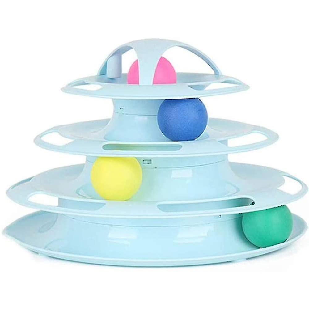 Cat Toys Turntable Cat Toys Interactive Round Pet Toys 4 Layers Plastic Roller