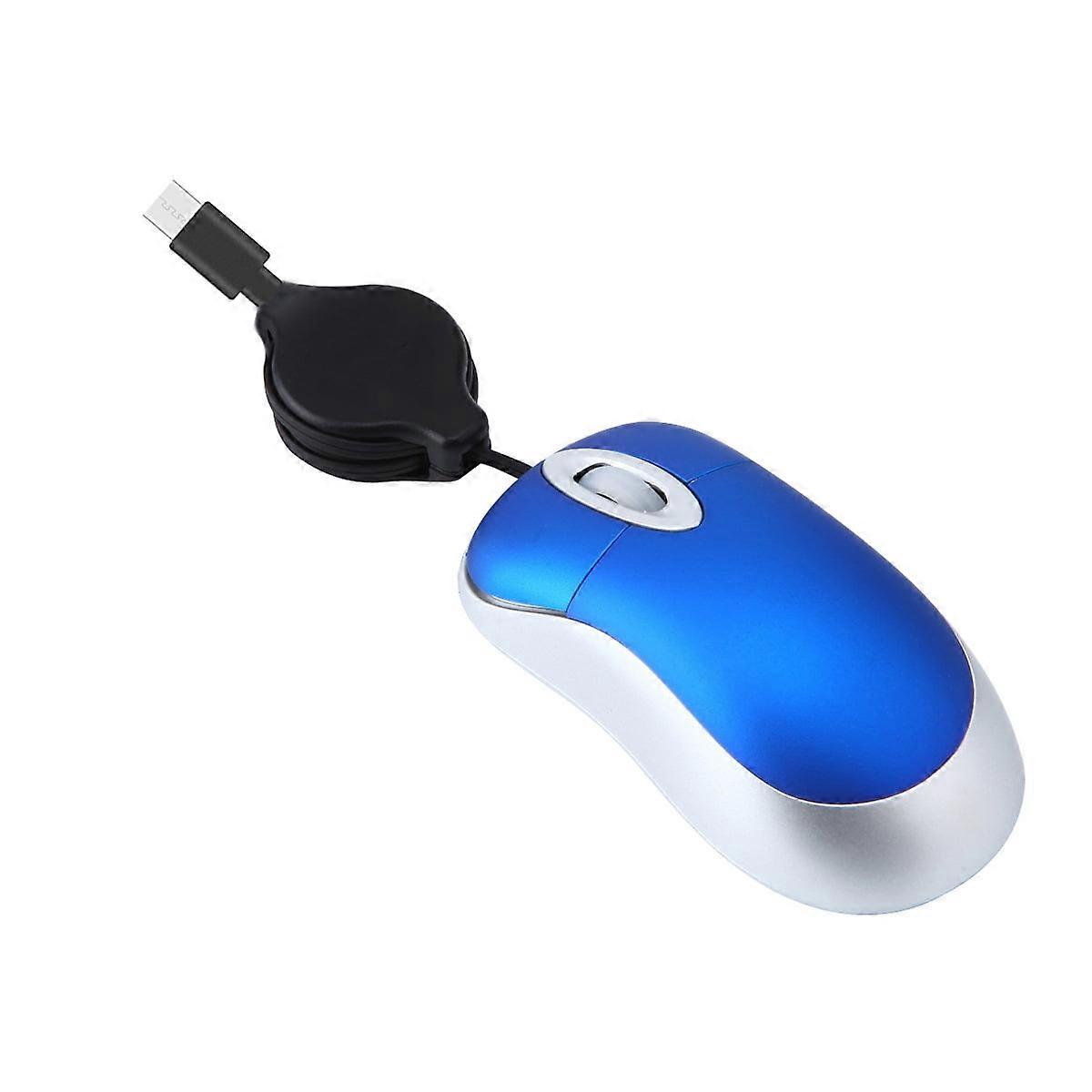 Mini Type-C Wired Mouse with Retractable Cable, 1000DPI Optical Silent Travel Mouse for PC, Notebook, Desktop
