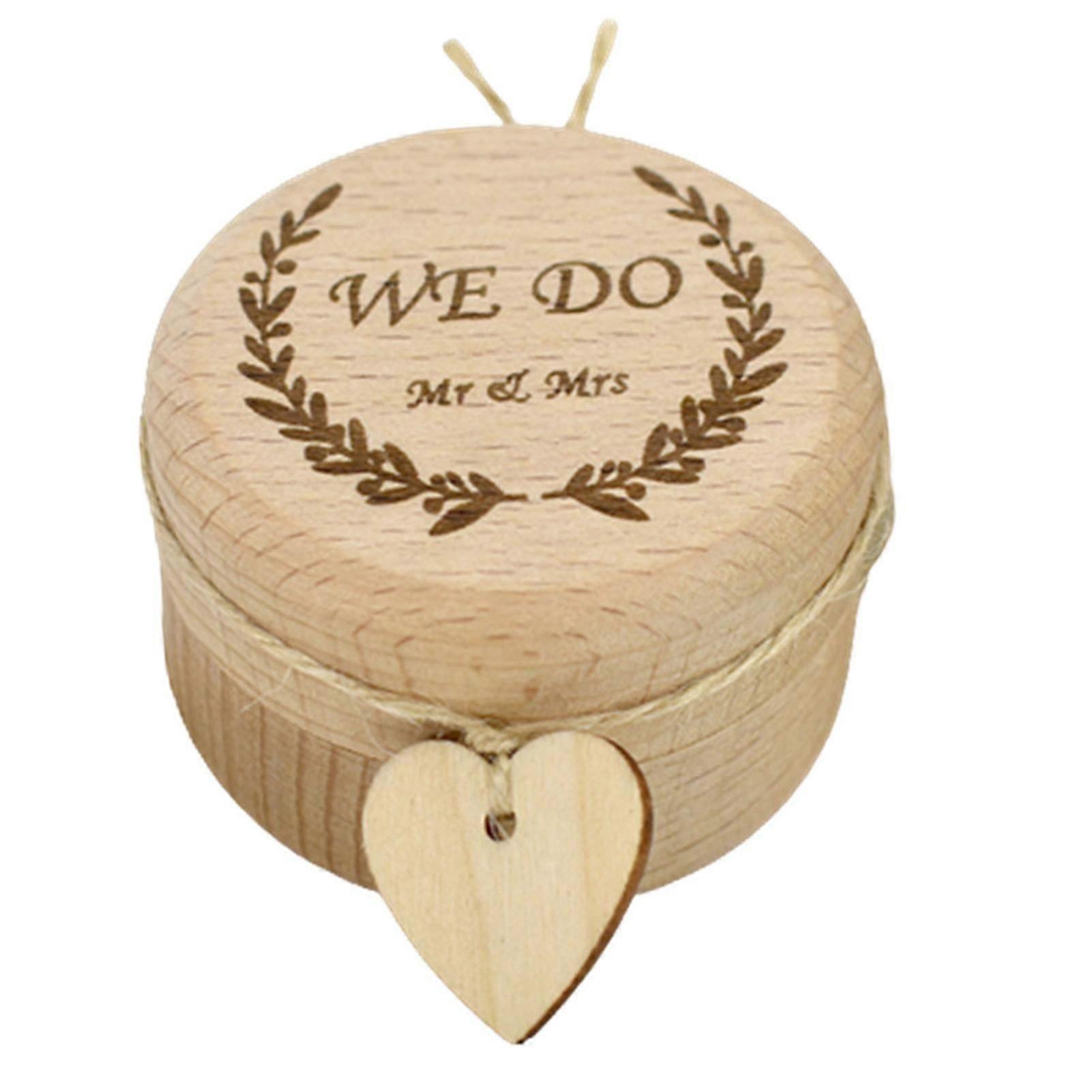 Engagement Ring Box Round Shape Detachable Wooden Ring Case For Proposal Wedding