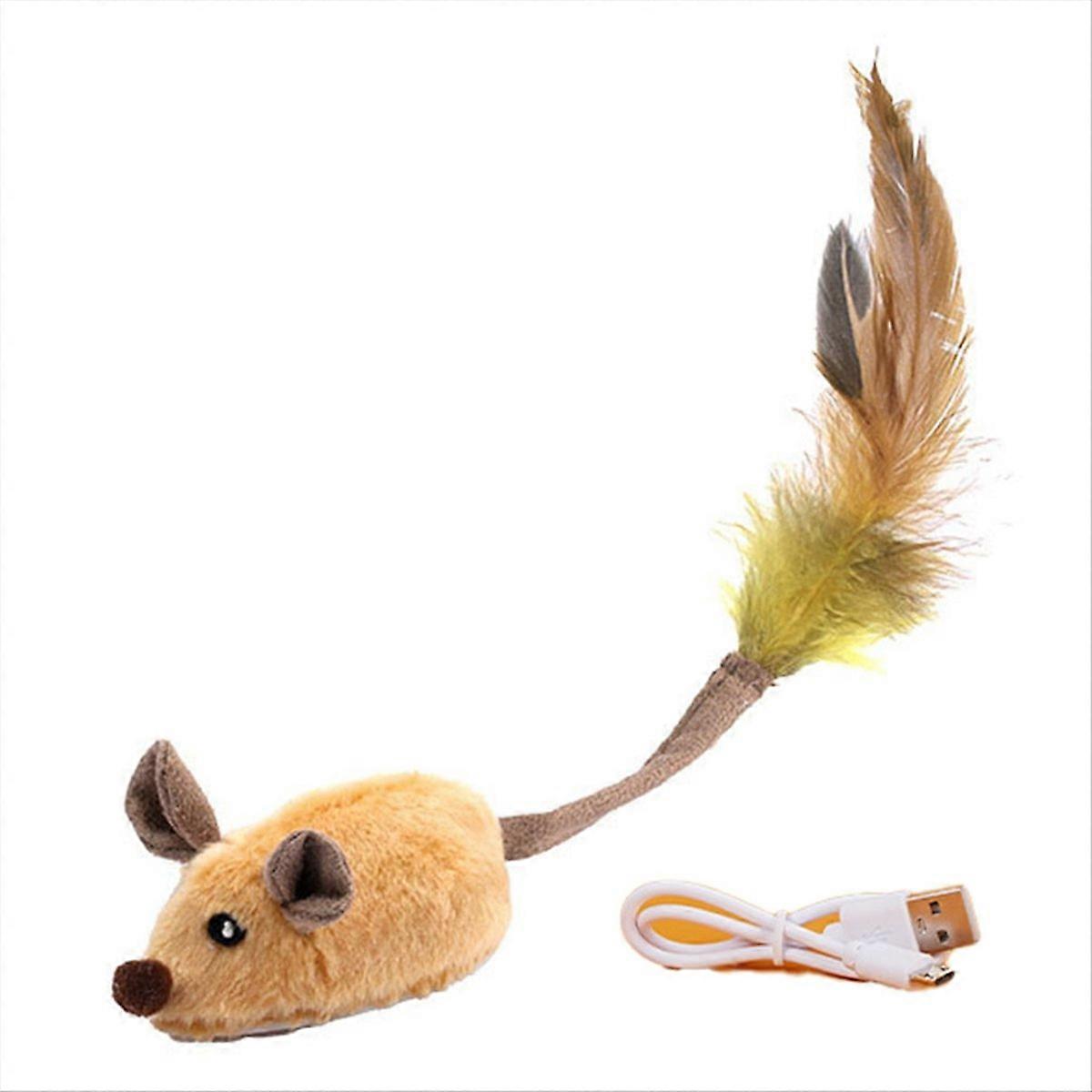 Mice Electronic Moving Toy Cat Self Play Gift yellow