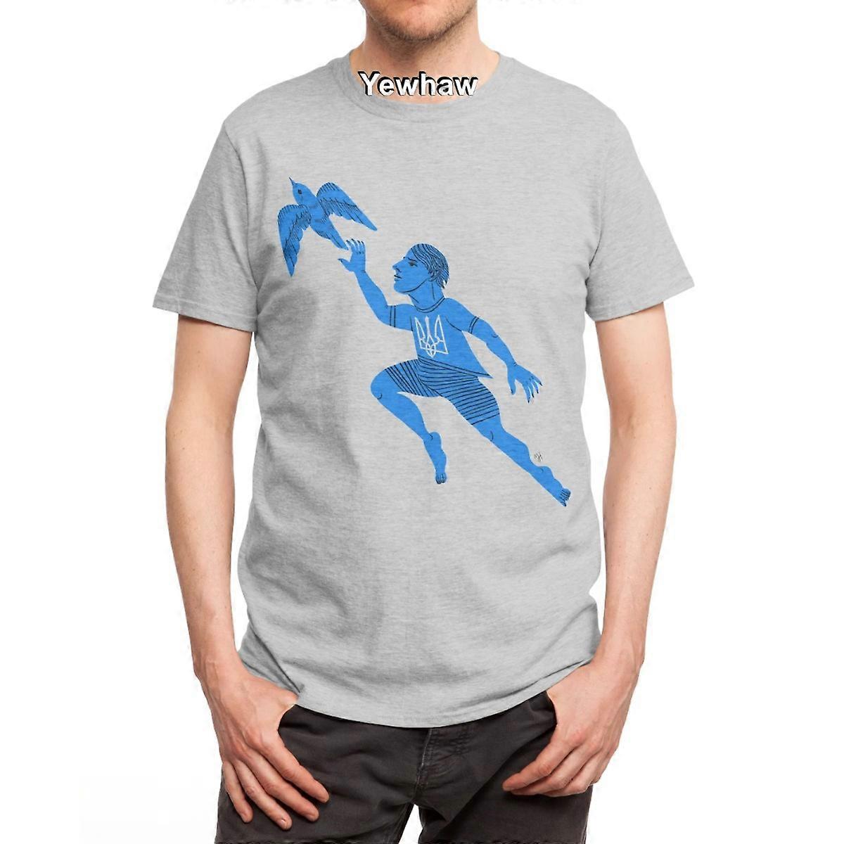 Pro Ukrajinu (v2) Tričko minimalistická silueta trojzubec skok grafický design výrazné barvy