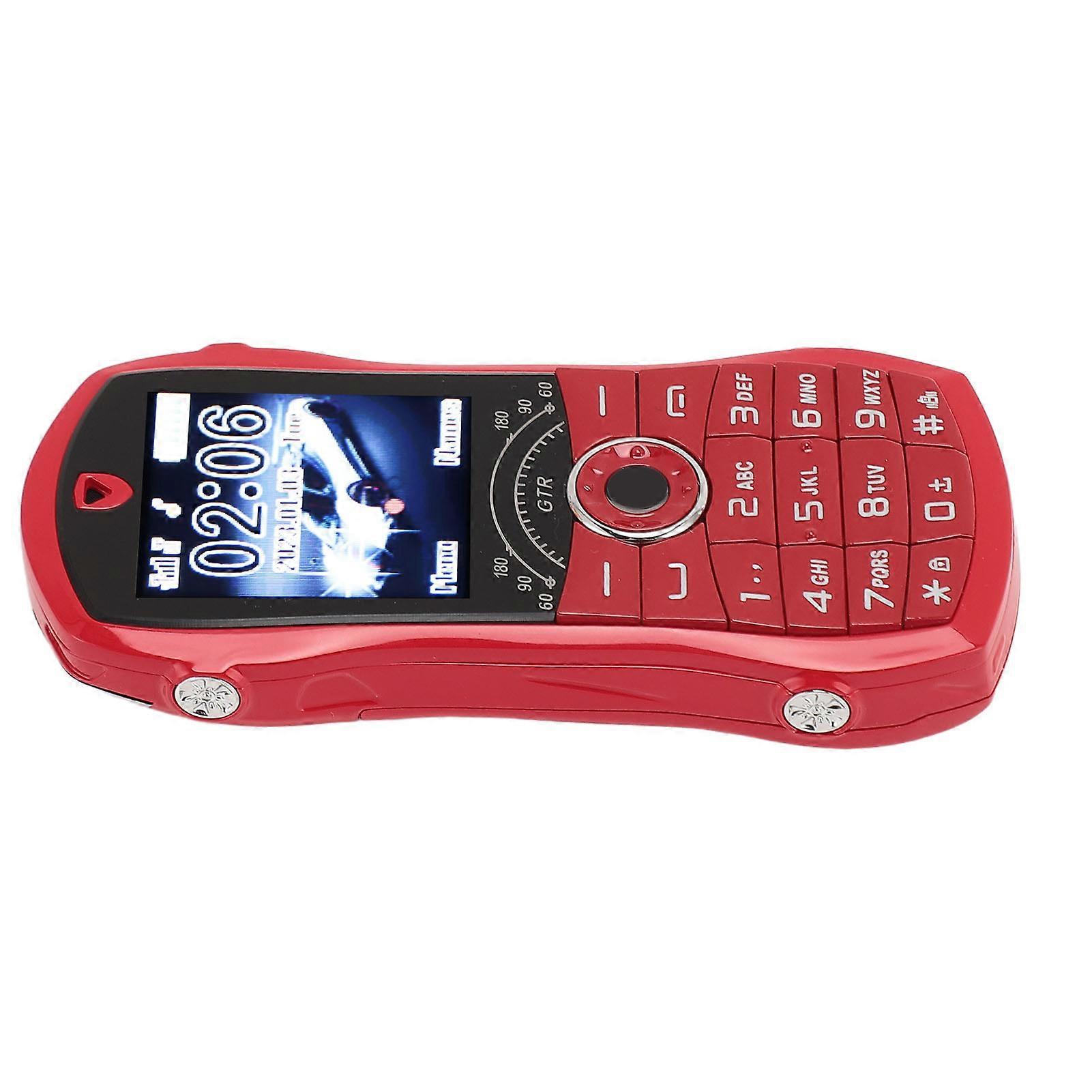 1.8inch Car Shape Big Button Seniors Cell Phone Dual Cards Dual Standby Clear Sound 9 Dial Numbers 2400mAh for Children Red 