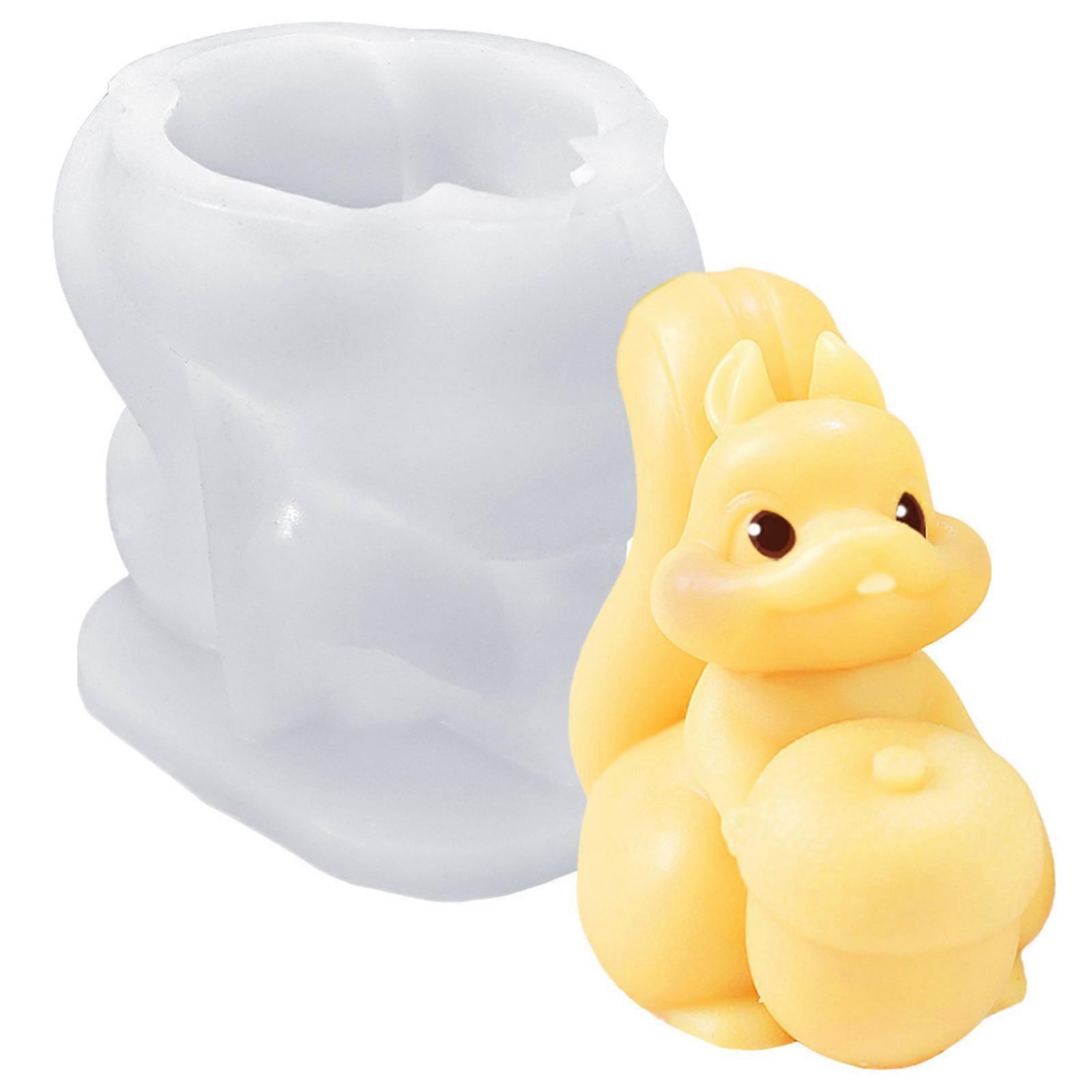 Silicone Molds 3D Squirrel Candle Molds Epoxy Resin Molds Castings Molds Baking Molds Plasters Molds Candle Making Molds Multicolor