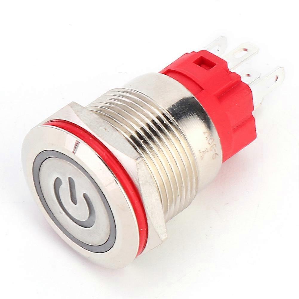 Metal Push Button Switch DC9~30V 19mm 1NO 1NC Self Locking Switch with Light Yellow(Ring Power Lamp Flat Head Self locking )
