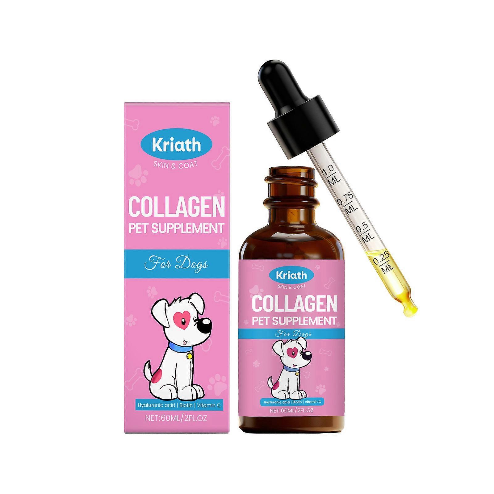 Gouttes de collagène 60 ml pour chiens : soin quotidien, complément alimentaire pour le confort articulaire.