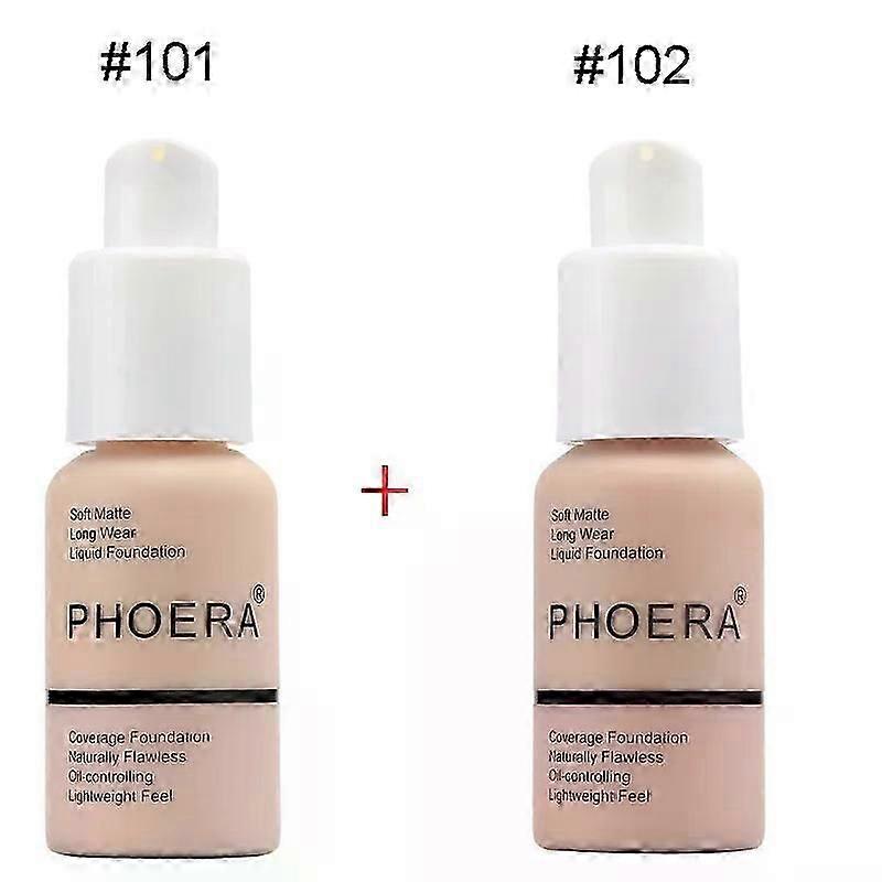 PHOERA 2pcs/set Liquid Coverage Foundation Facial Base Cream Brighten Moisturizer Mineral Full Cover Concealer Makeup TSLM1_yyc