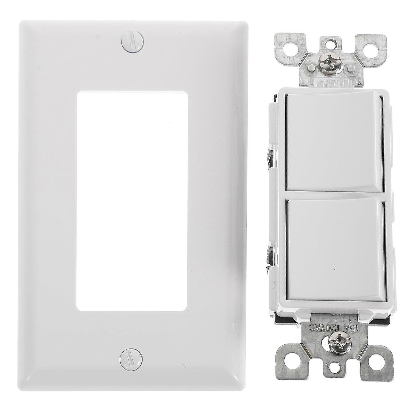 2-Position Light Switch Electrical White Double American Style Abs