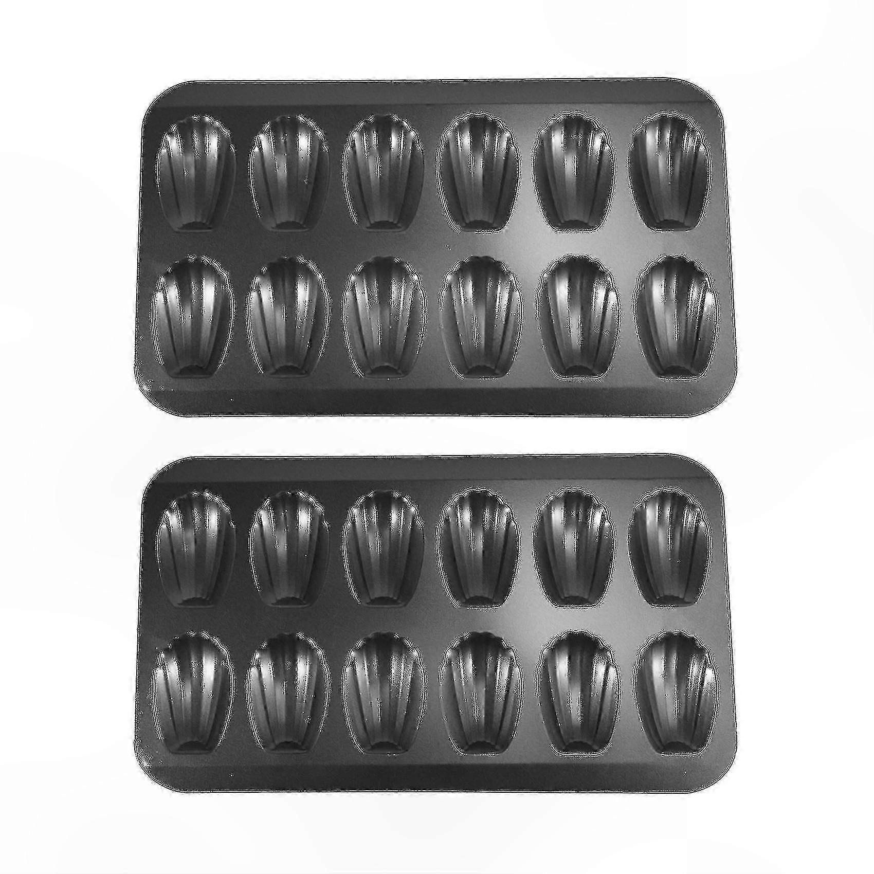 2-Pack Cake Tins Nonstick Madeleine Baking Pans 12-Cavity