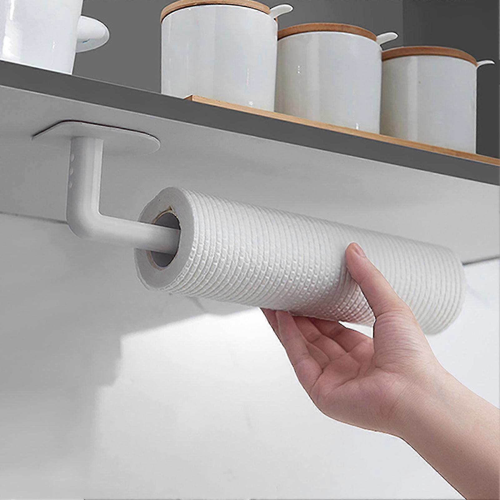 Towel Rack Kitchen Wall Mounted Space Saving Paper Roll Holder Under