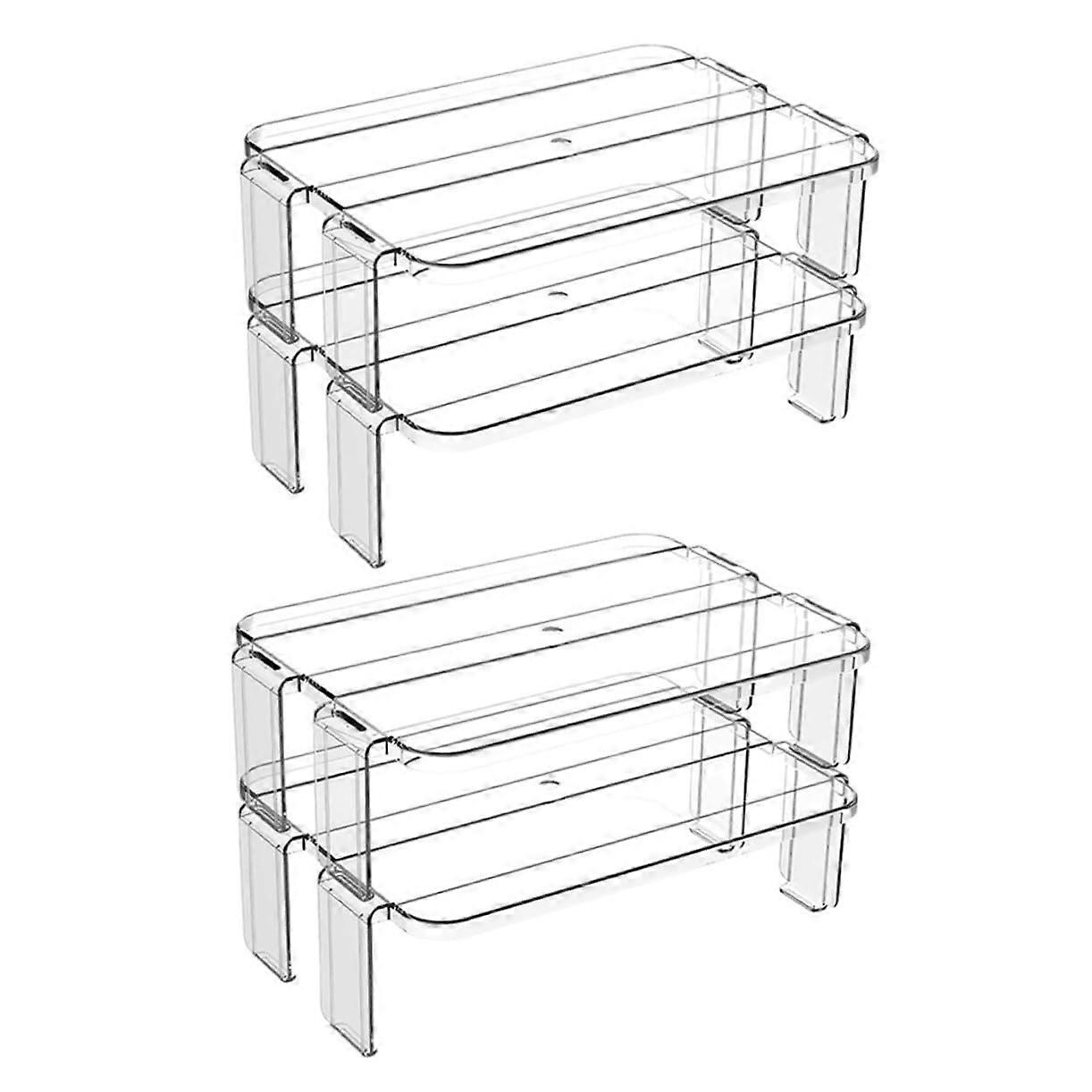 Refrigerator Storage Shelf 2Piece MultiFunction Large Transparent Plastic Fridge Organizer Rack for Kitchen and Office