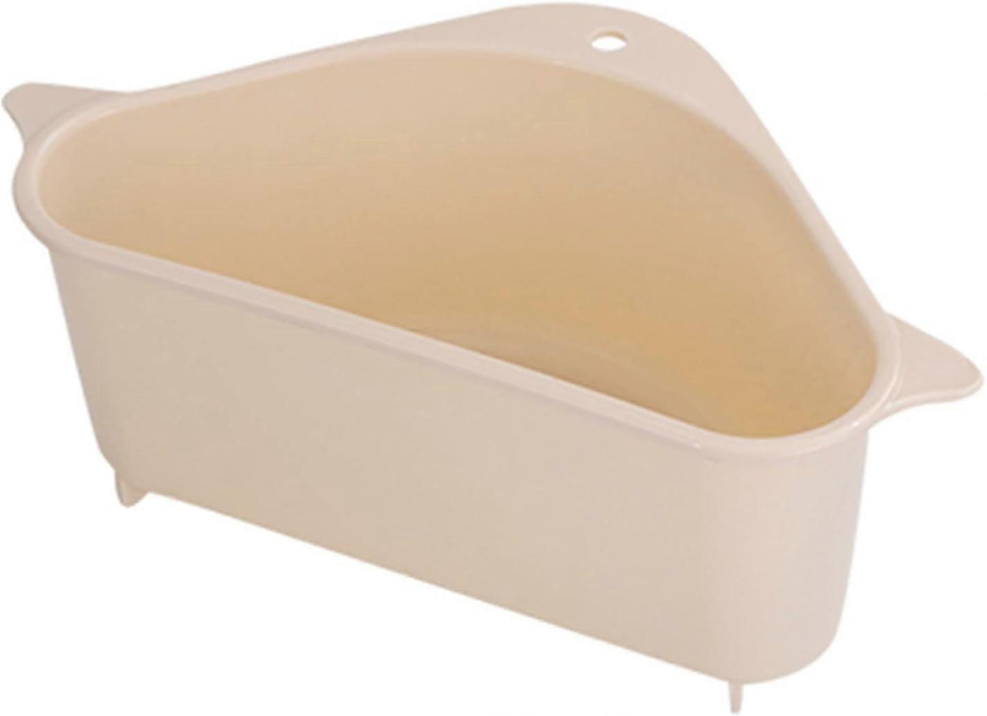 Kitchen Sink Triangular Drain Basket with Suction Cup, Can Hang Fruit and Vegetable Peel Storage Basket, Can Put Sponge Rack (Color: Beige)