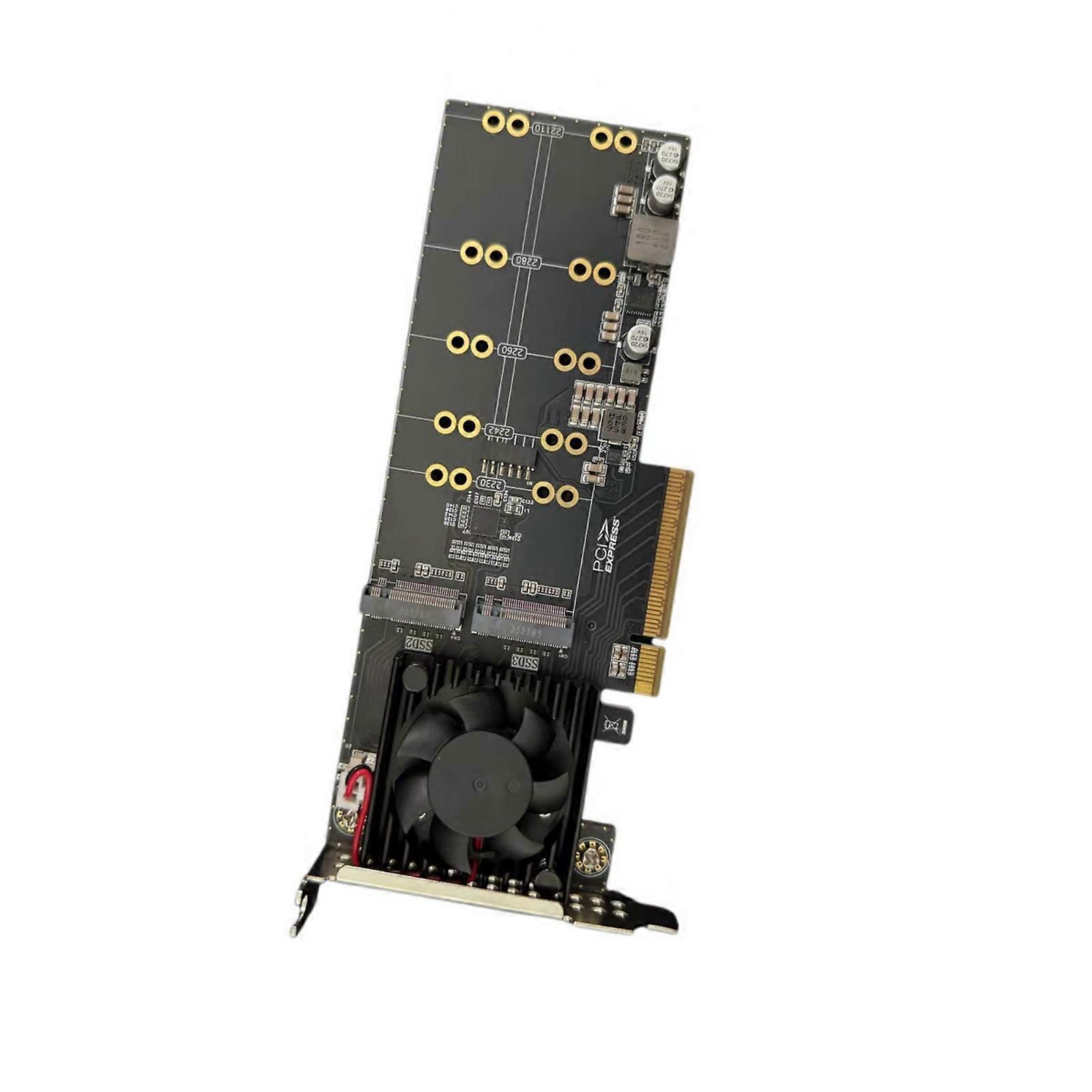 PLX8747 4 Bay PCIExpress NVMe Adapter Shared 4x Bandwidth For Solid Disk Performances Testing GPU Expansion Multicolor