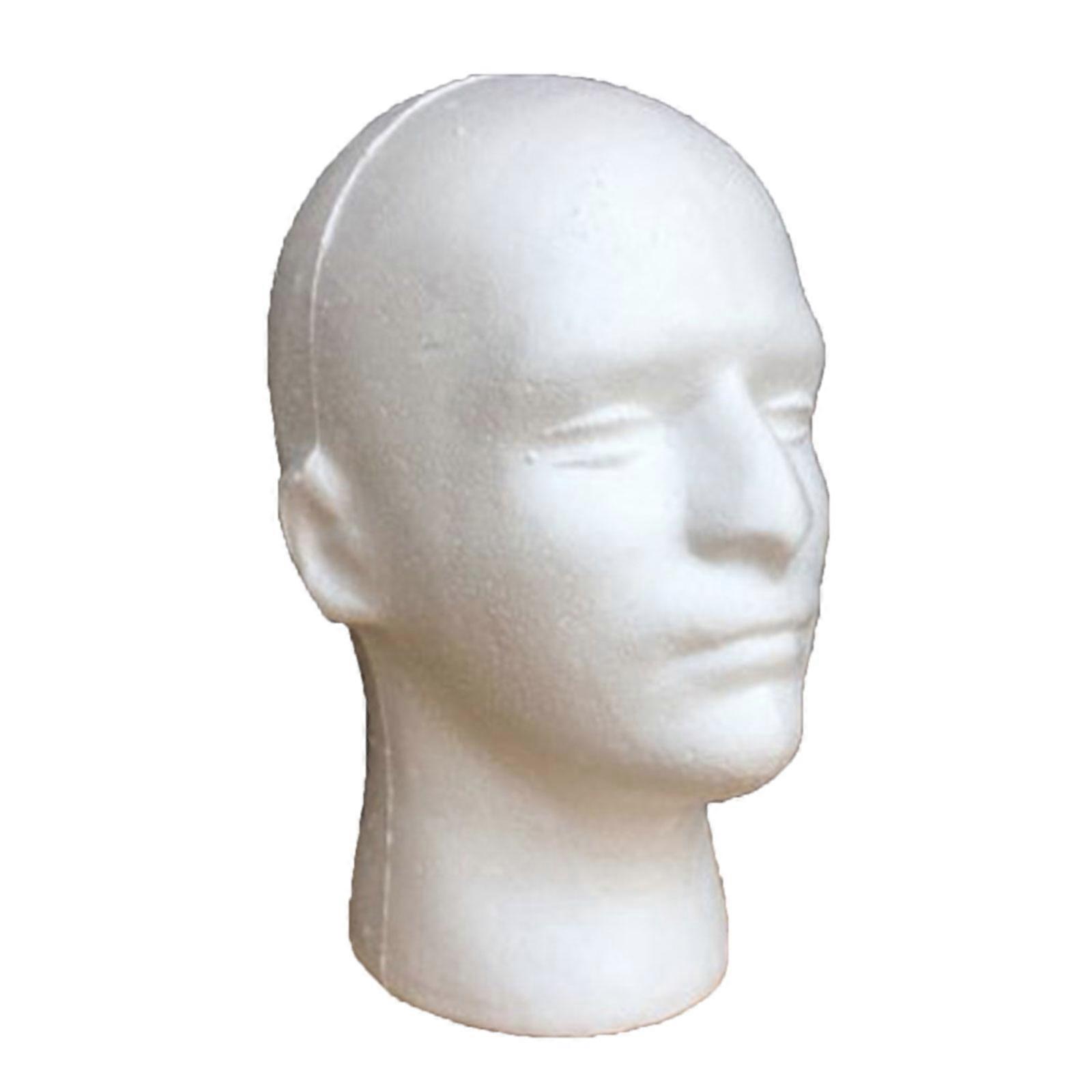 Men Foam Display Head For Wigs And Hats Presentation White Foam Model Hair Styling Practice Home Salon Accessory Multicolor