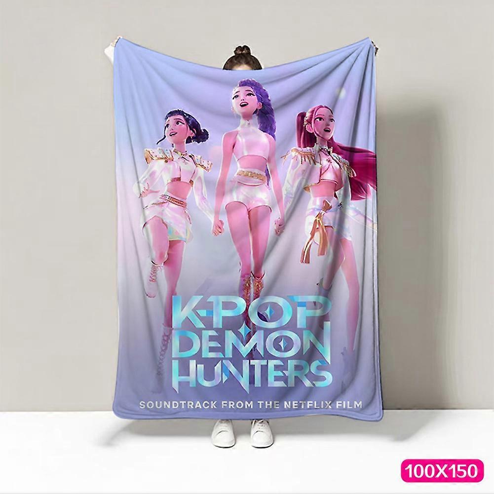 K POP Demon Hunters Plush Blankets K-Pop Idol Style Decorative Throw for Fans