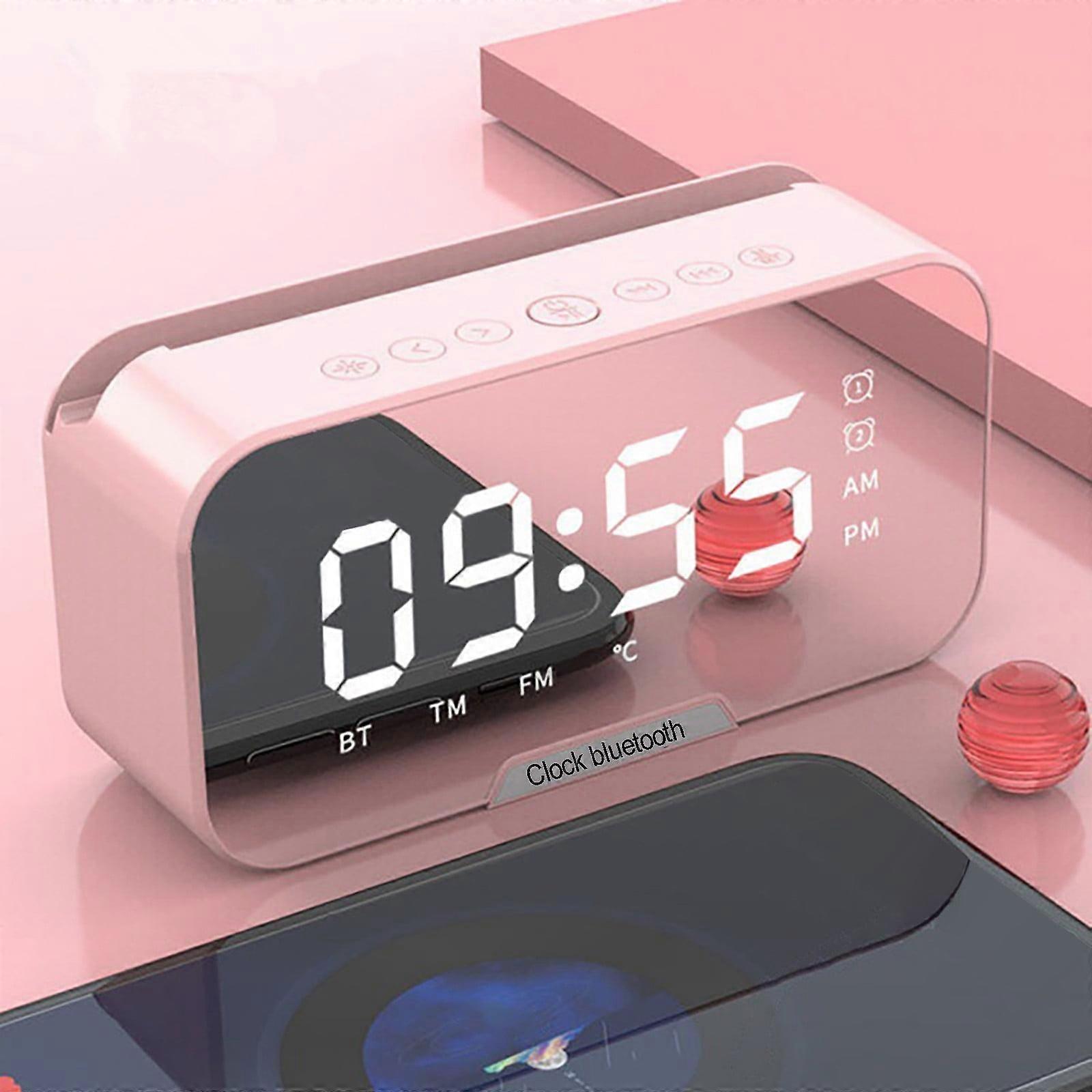 Easter Gifts for Women & Men: Mirror Clock with Bluetooth Speaker, FM, Temp Display, Phone Stand, Alarm - Compatible with Mobile Devices
