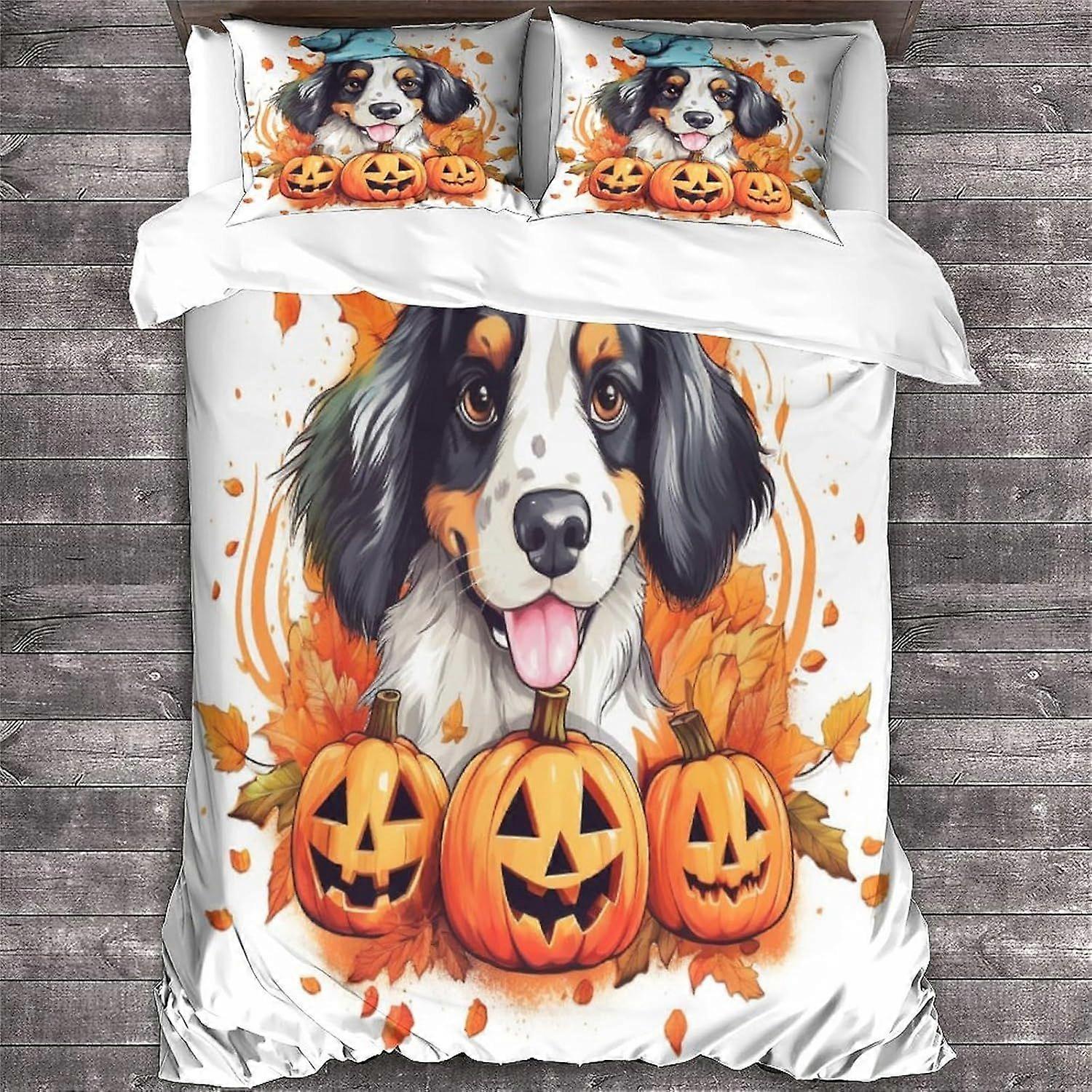 LikeEj 3D هالوين تأثير للأطفال والكبار مجموعة غطاء لحاف مطبوعة مع أكياس وسادة ، ستوكات لحاف الفراش مجموعة الملك