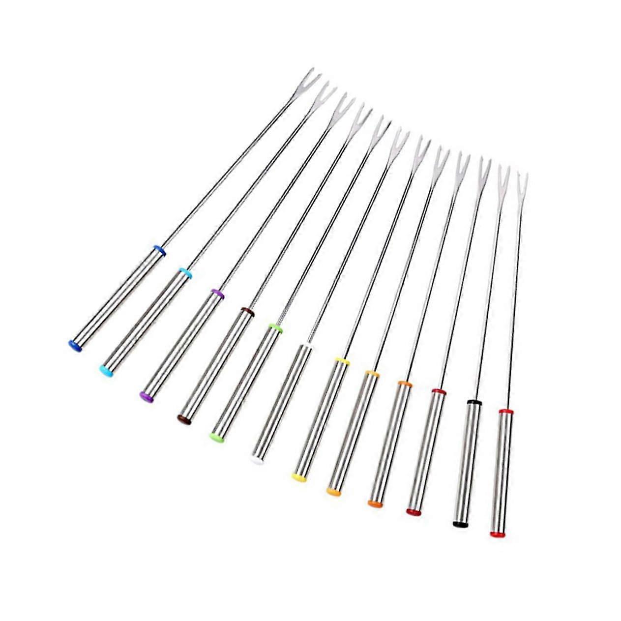 24cm Stainless Steel Fondue Fork Set with Heat‑Resistant Handles for Cheese and Chocolate