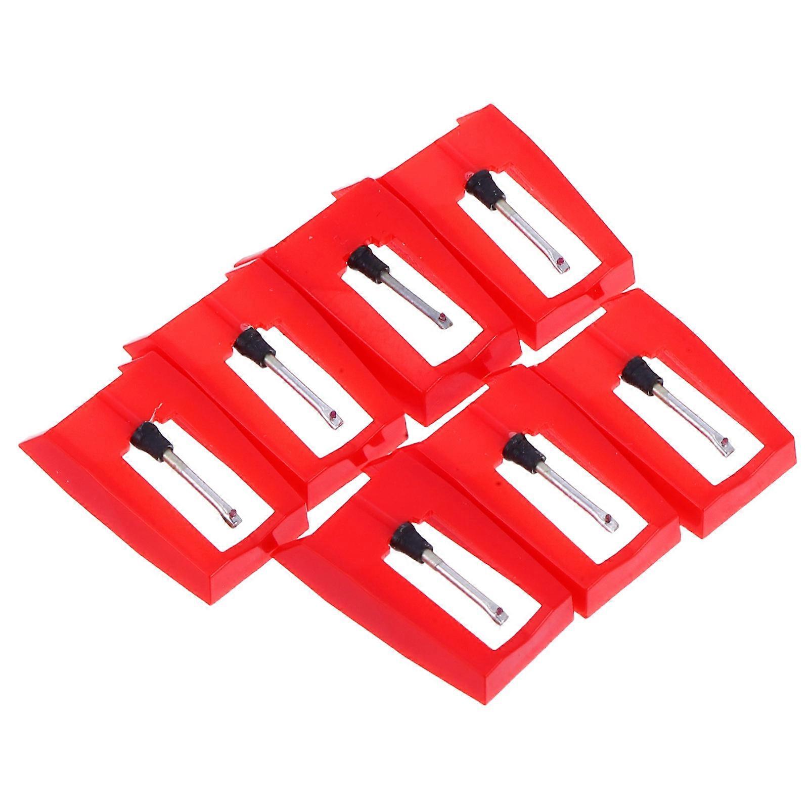 Record Player Needle Stylus for Vinyl Replacement 7Pcs Red Plastic Aluminum