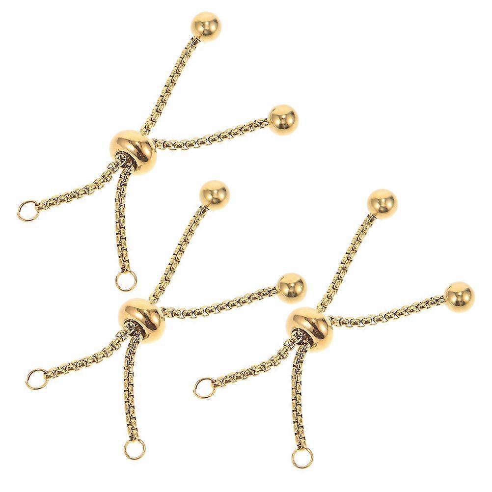 Golden Push Pull Adjustable Slider Bracelet 3Pcs for Jewelry Making