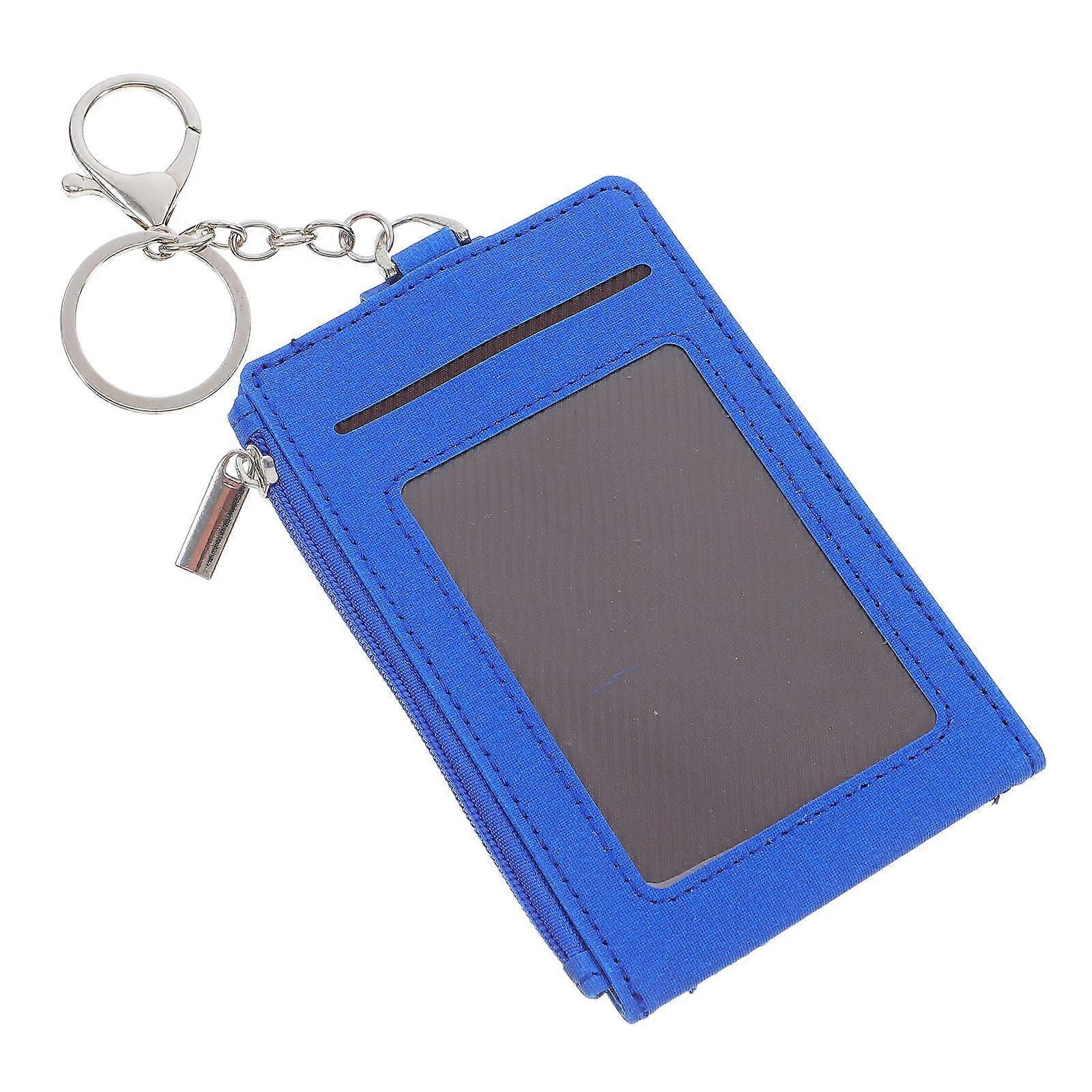 PU Card Holder with Key Ring Car Key Holder Cover for Card Blue