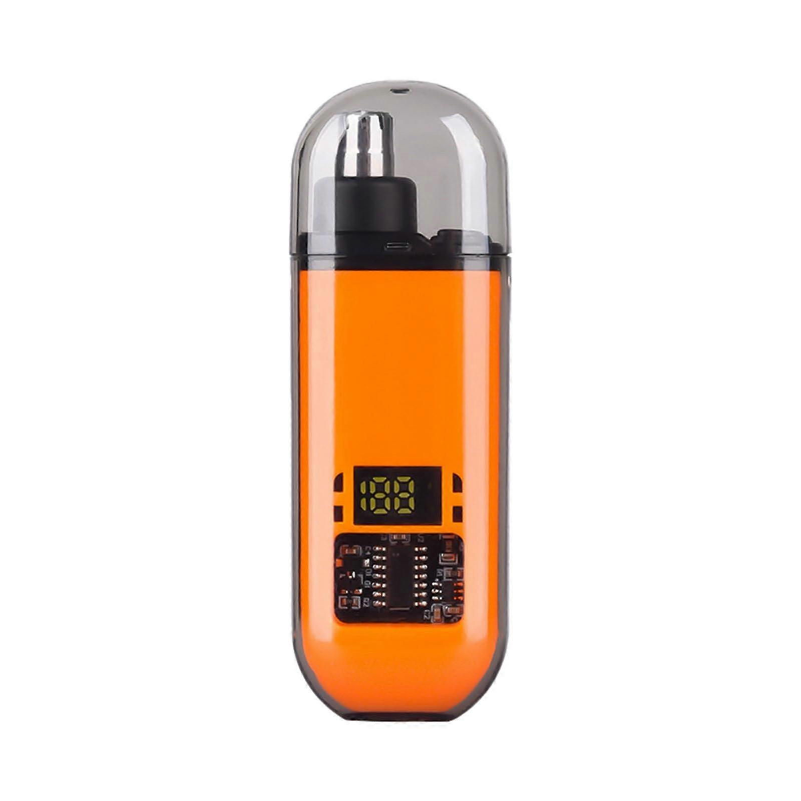 USB Rechargeable Nose and Ear Hair Trimmer with LED Display, Waterproof, Smooth Painless Cutting (Orange)
