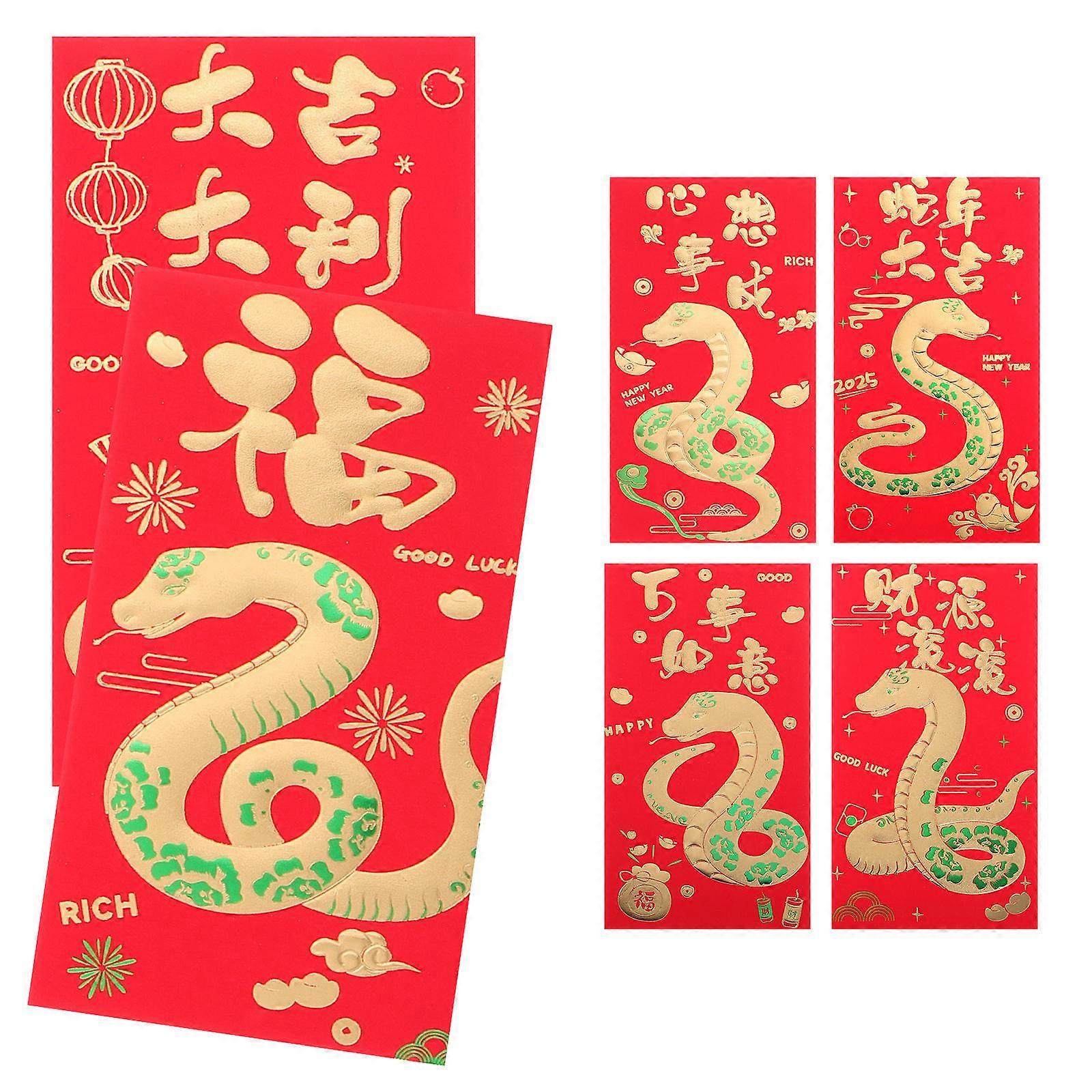 Chinese Snake Year New Year Red Packet Lucky Money Envelopes 6Pcs Set