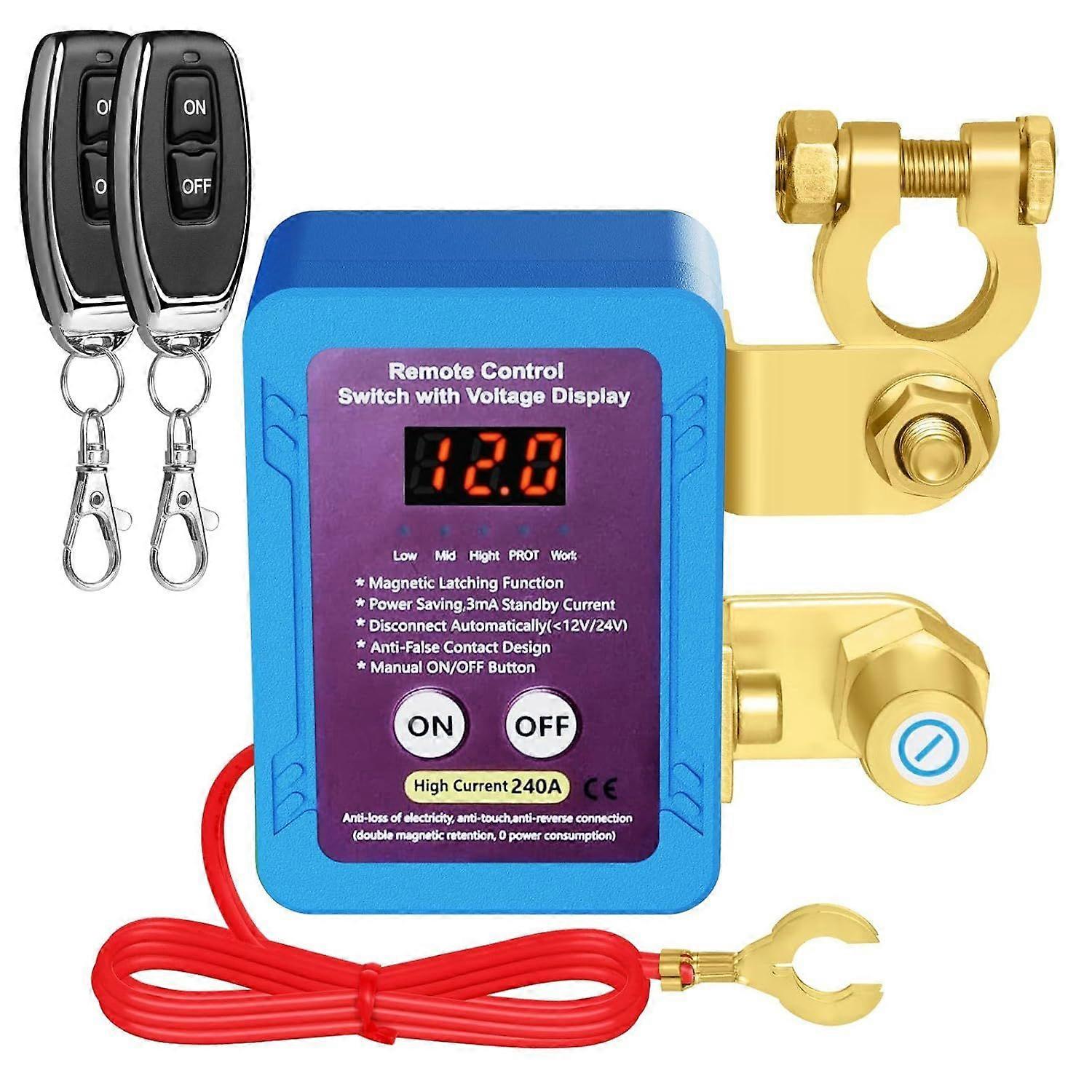 Smart Battery Kill Switch for Car with Led Voltage Display,Remote Battery