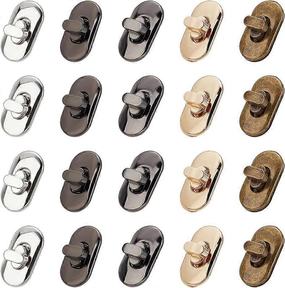 20sets Turn Lock Clasp Purse Closure Lock Metal Bag Turn Lock Clasp Mixed Color Oval Shape Purse Closure Lock Turn Lock Clasp for Bag Making Accessory