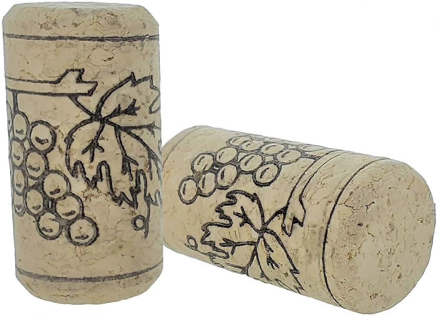Wine Corks 7/8 x 1 3/4 Inches LeakProof Agglomerated Natural Stoppers with Grape Design Pack of 30