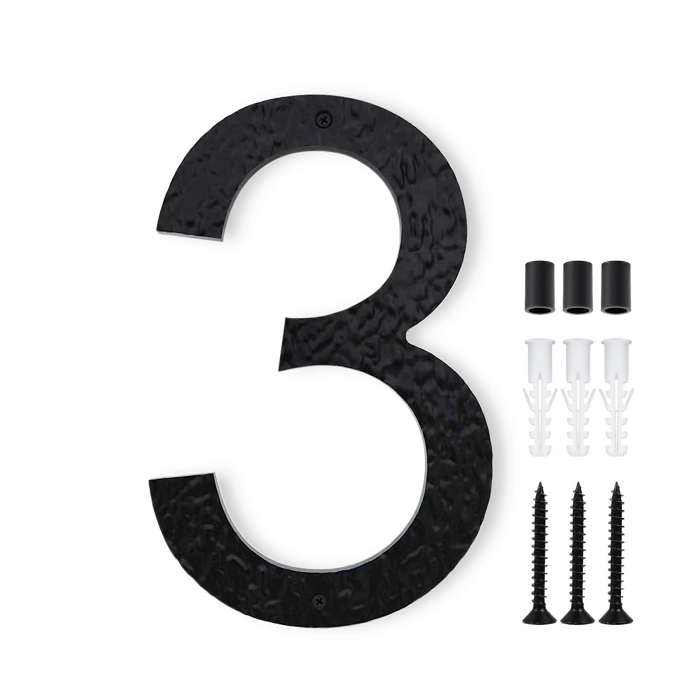10 Inch Acrylic House Numbers – Weather Resistant Black Address Number 3 with Fade Proof Design
