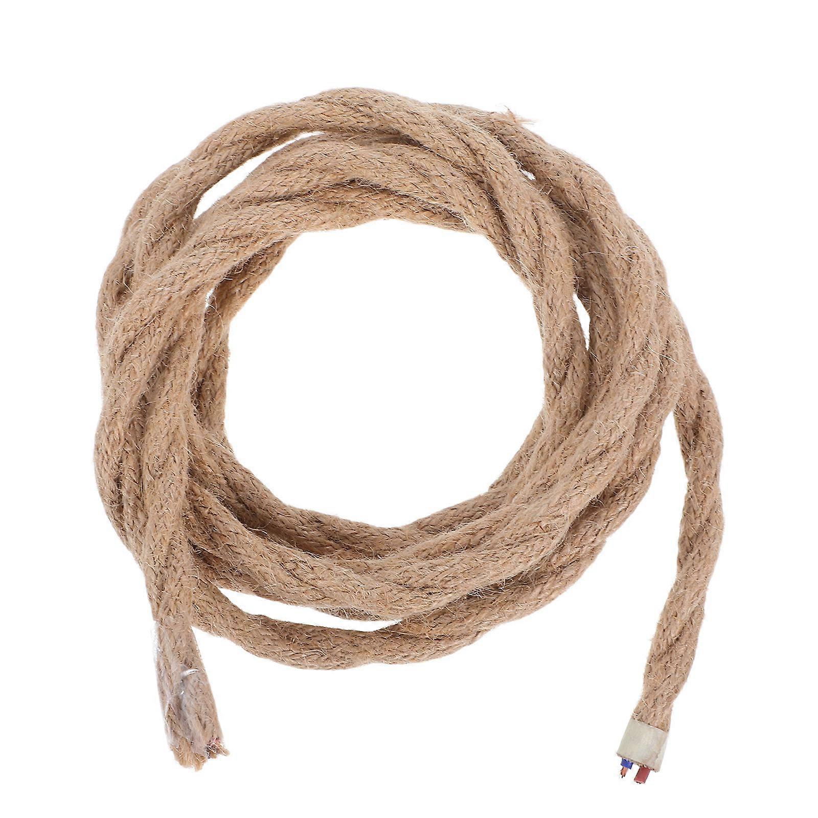 Twisted Electric Rope for Home Use Vintage Design Khaki Hemp Rope Cord with Copper Core Flexible Length